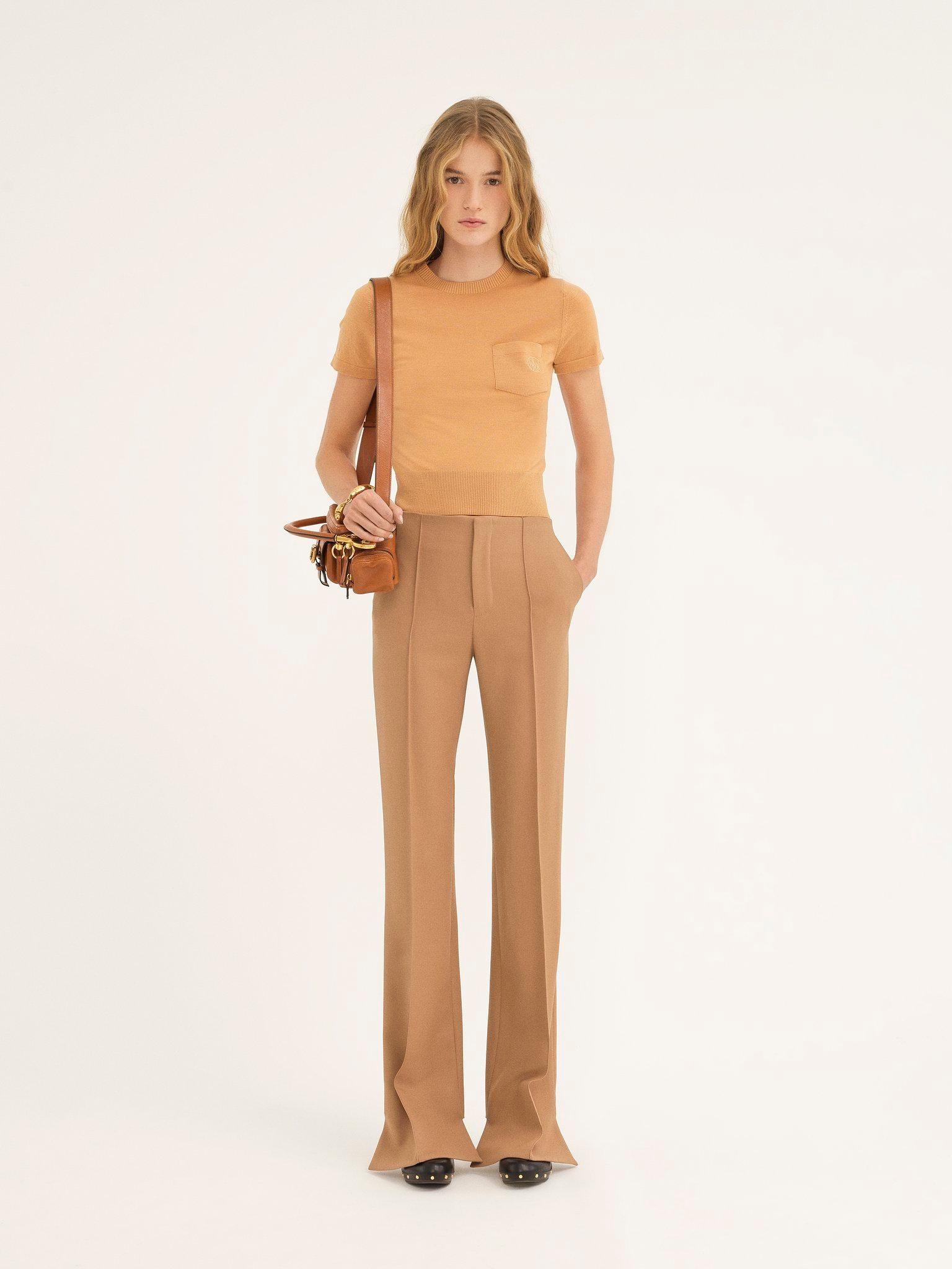 Broken-heel slim pants in wool grain de poudre Product Image
