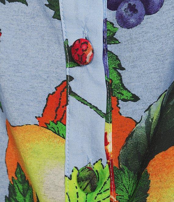 Skies Are Blue Coordinating Fruit Printed Square Neck Button Front Long Sleeve Top Product Image