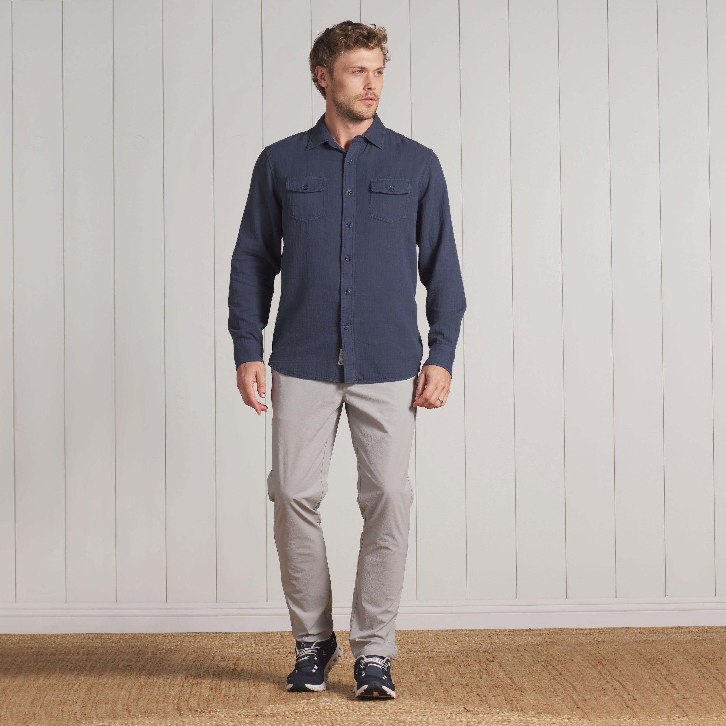 Brando Lightweight Double Cloth Shirt - Midnight Navy Product Image