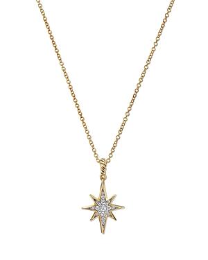 David Yurman 18K Yellow Gold Cable Collectibles Diamond Pave North Star Pendant Necklace, 15-17 Product Image