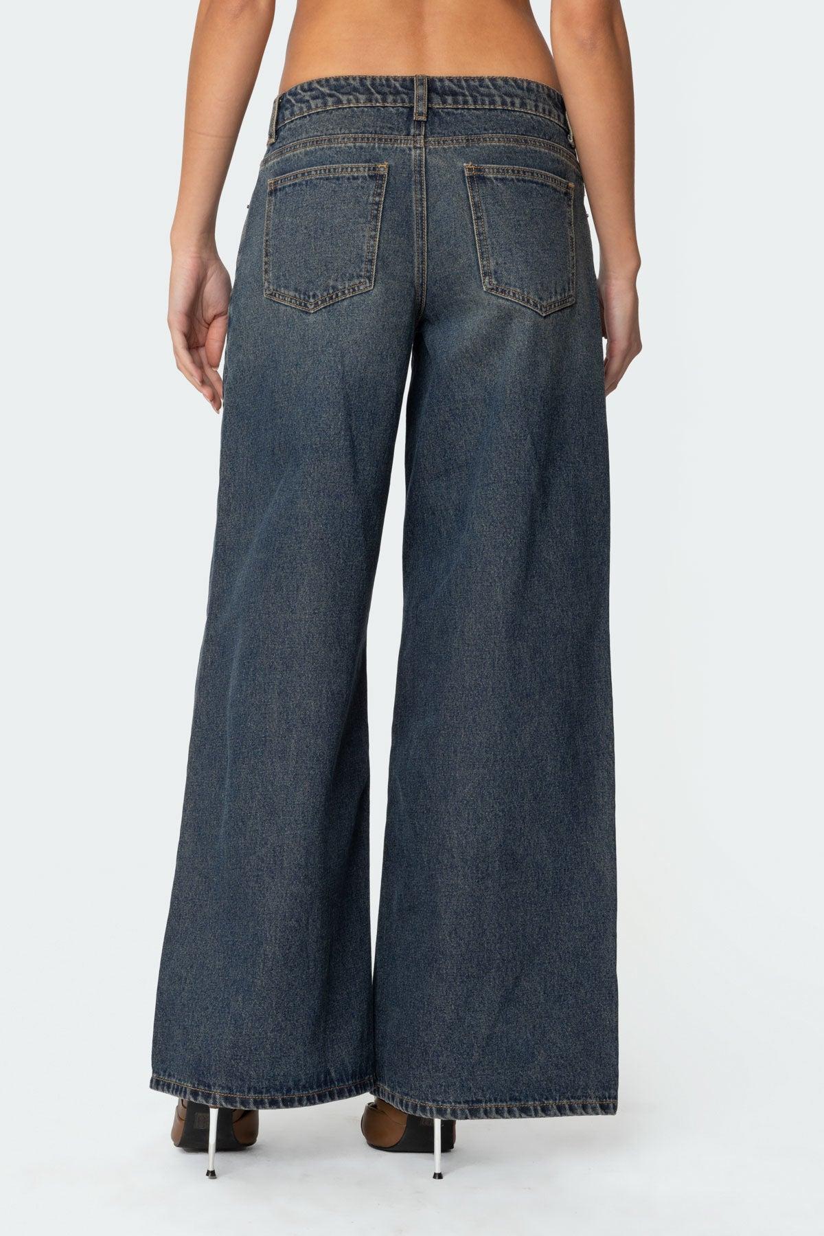 Laney Vintage Washed Low Rise Baggy Jeans Product Image