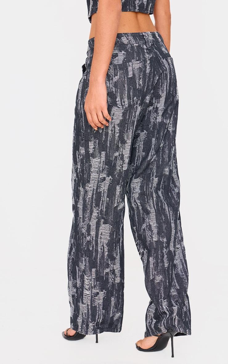 Black Jacquard Style Wide Leg Jeans Product Image