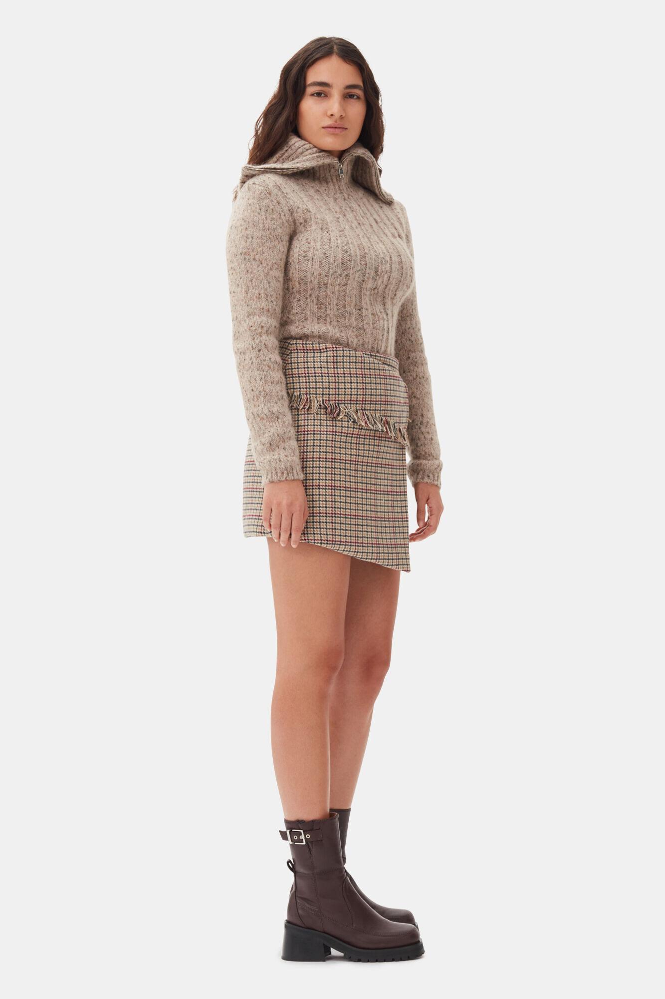 Brown Highneck Zip Cardigan Product Image