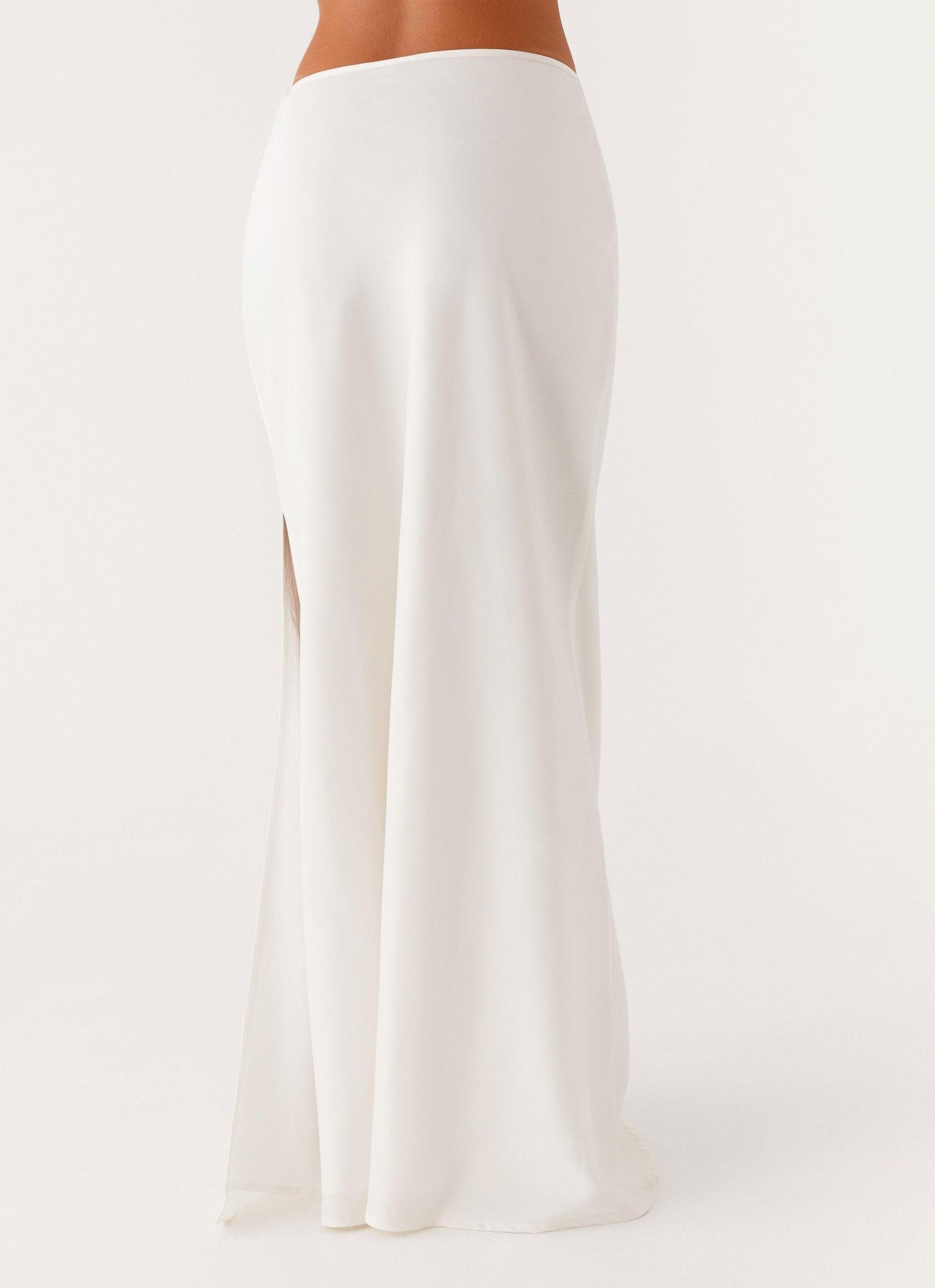 Mina Satin Maxi Skirt - White Product Image