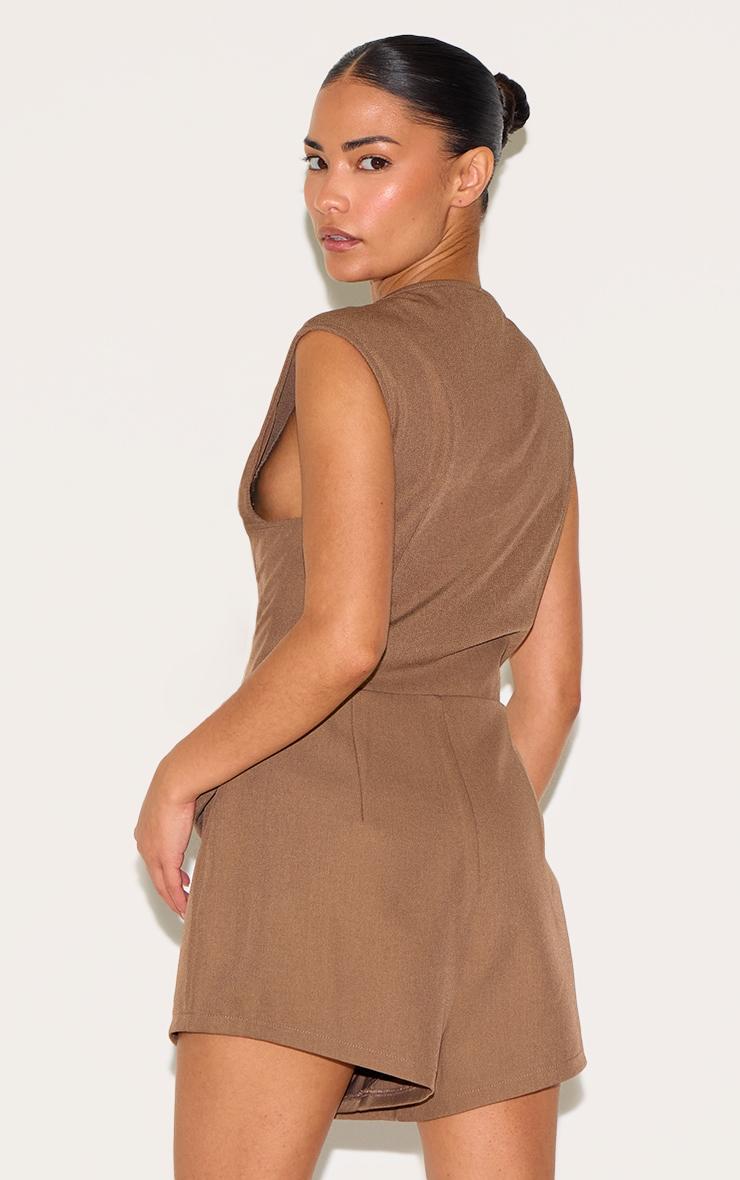 Petite Mushroom Sleeveless Tailored Romper Product Image