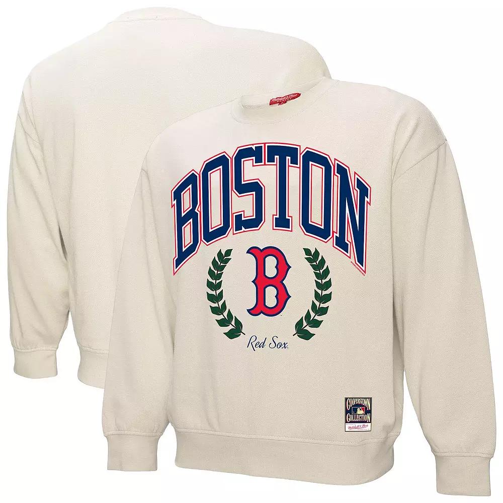 Women's Mitchell & Ness Cream Boston Red Sox Cooperstown Collection Laurel Pullover Sweatshirt,  Product Image