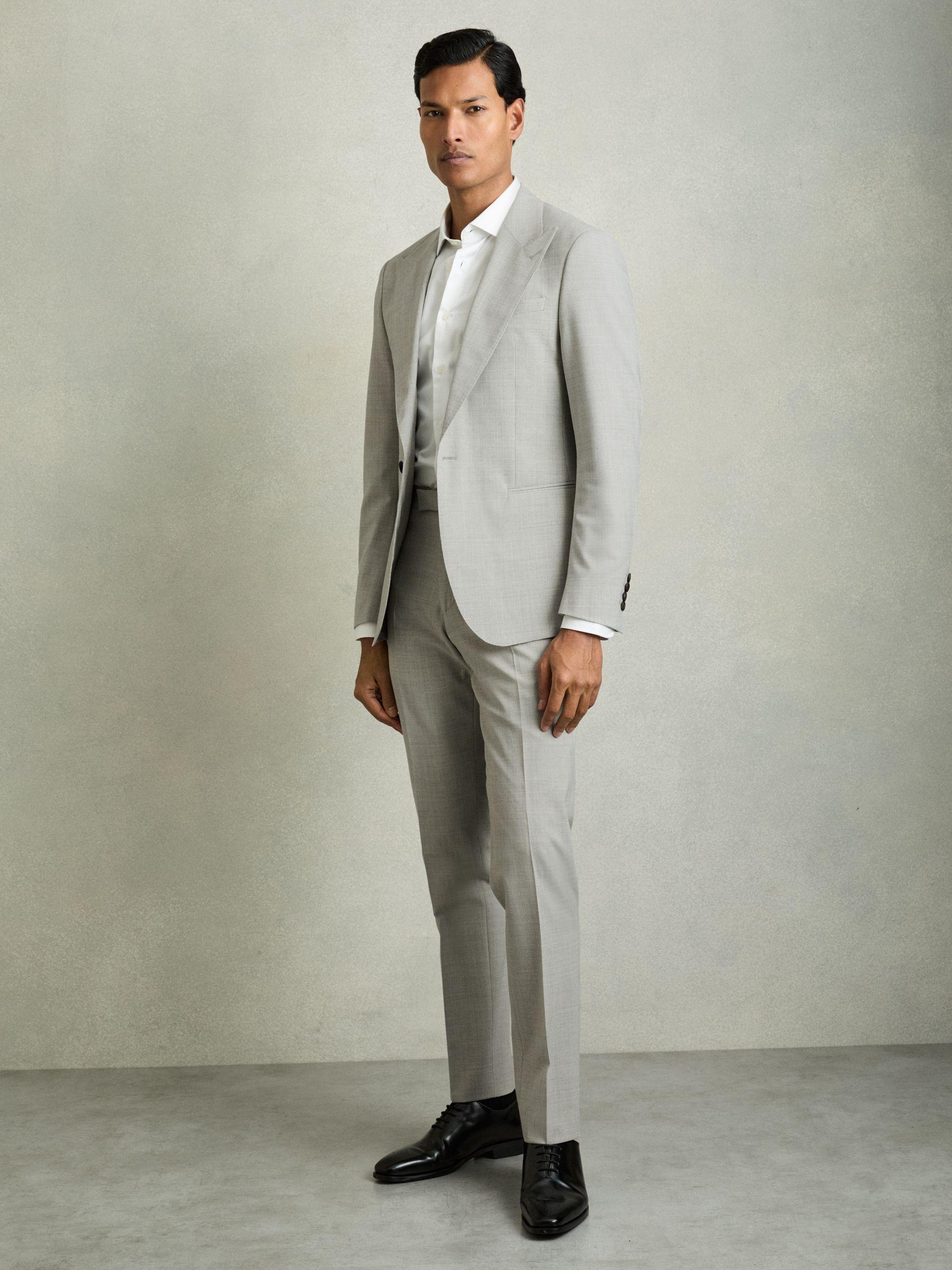 Single-Breasted Check Suit Blazer Slim-Fit in Grey Product Image