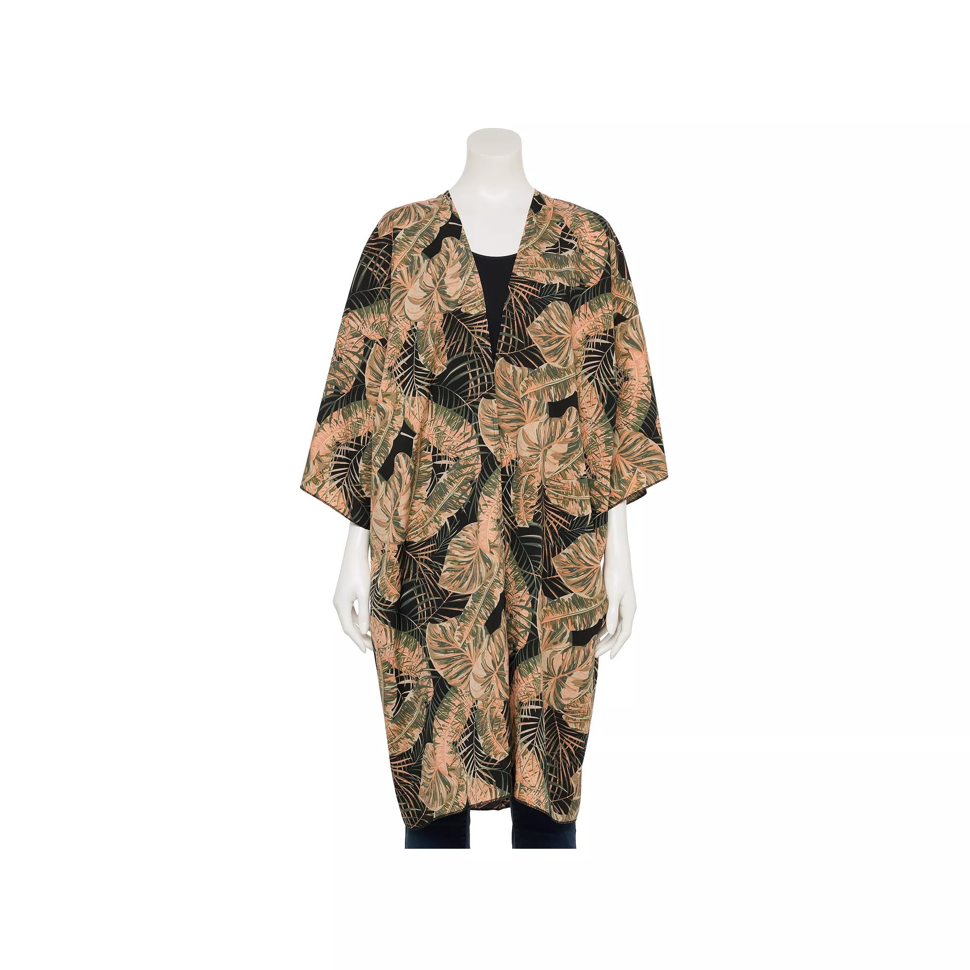 Women's Couture Gems Safari Print Kimono, Black Product Image