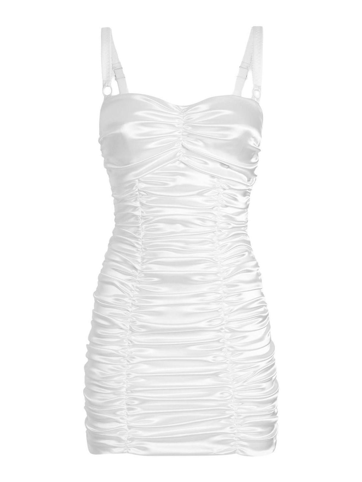 DOLCE & GABBANA Knee Length Dress Adjustable Straps In White Product Image