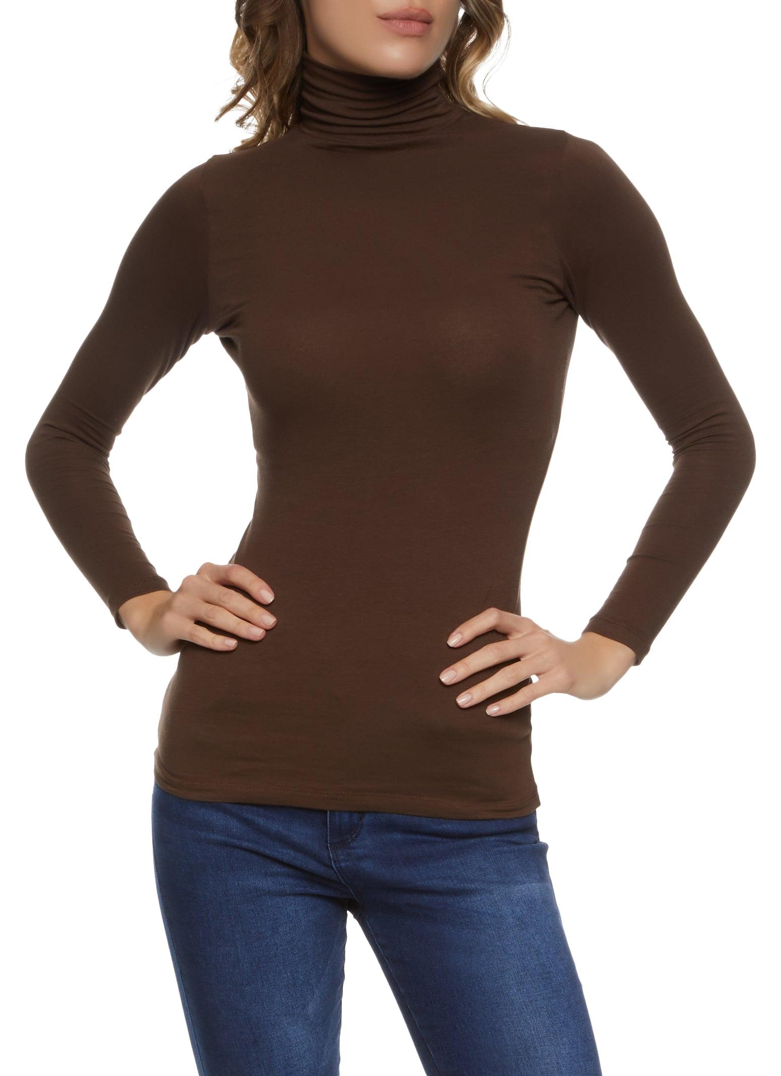 Womens Solid Long Sleeve Turtleneck Top Product Image