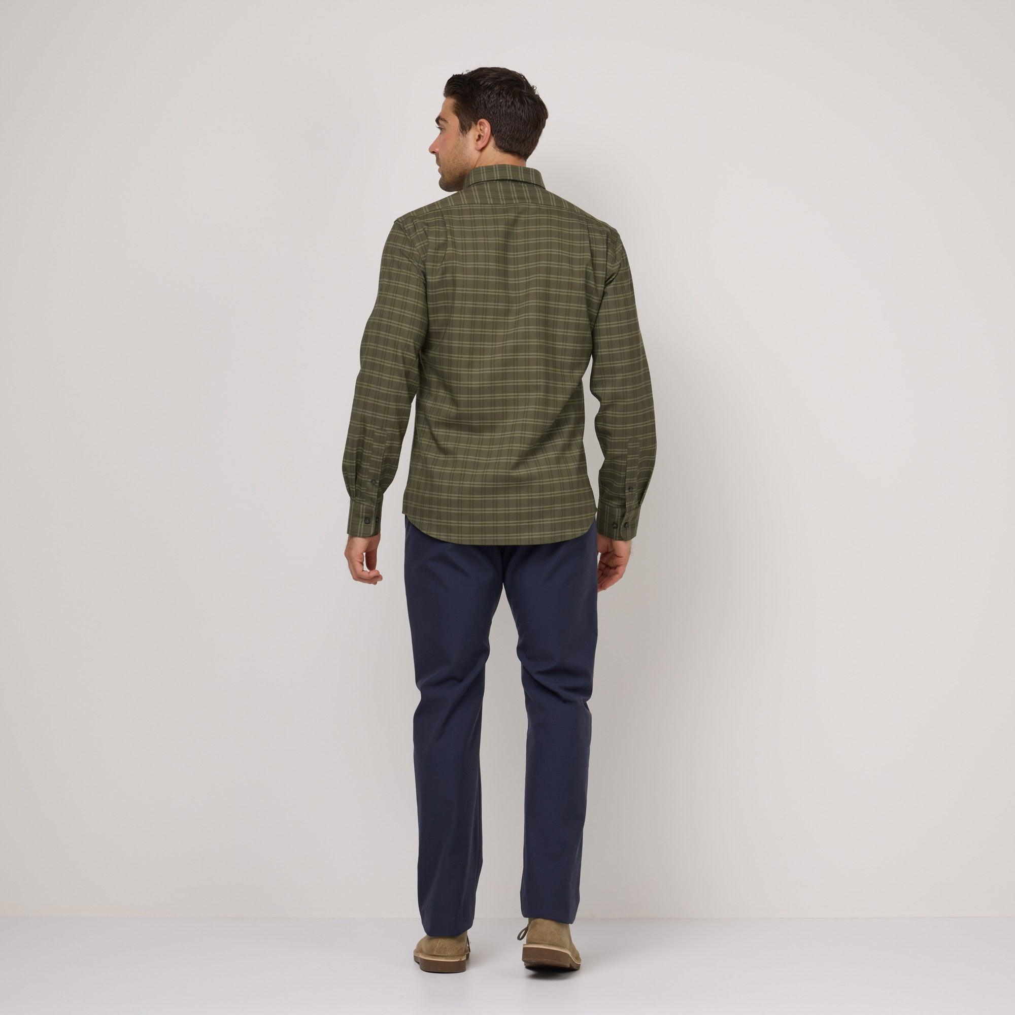 Merino Wool Button-Down Shirt | Tonal Green Plaid Product Image
