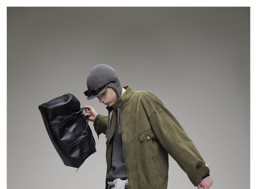 Plain Stand-Collar Loose Jacket Product Image