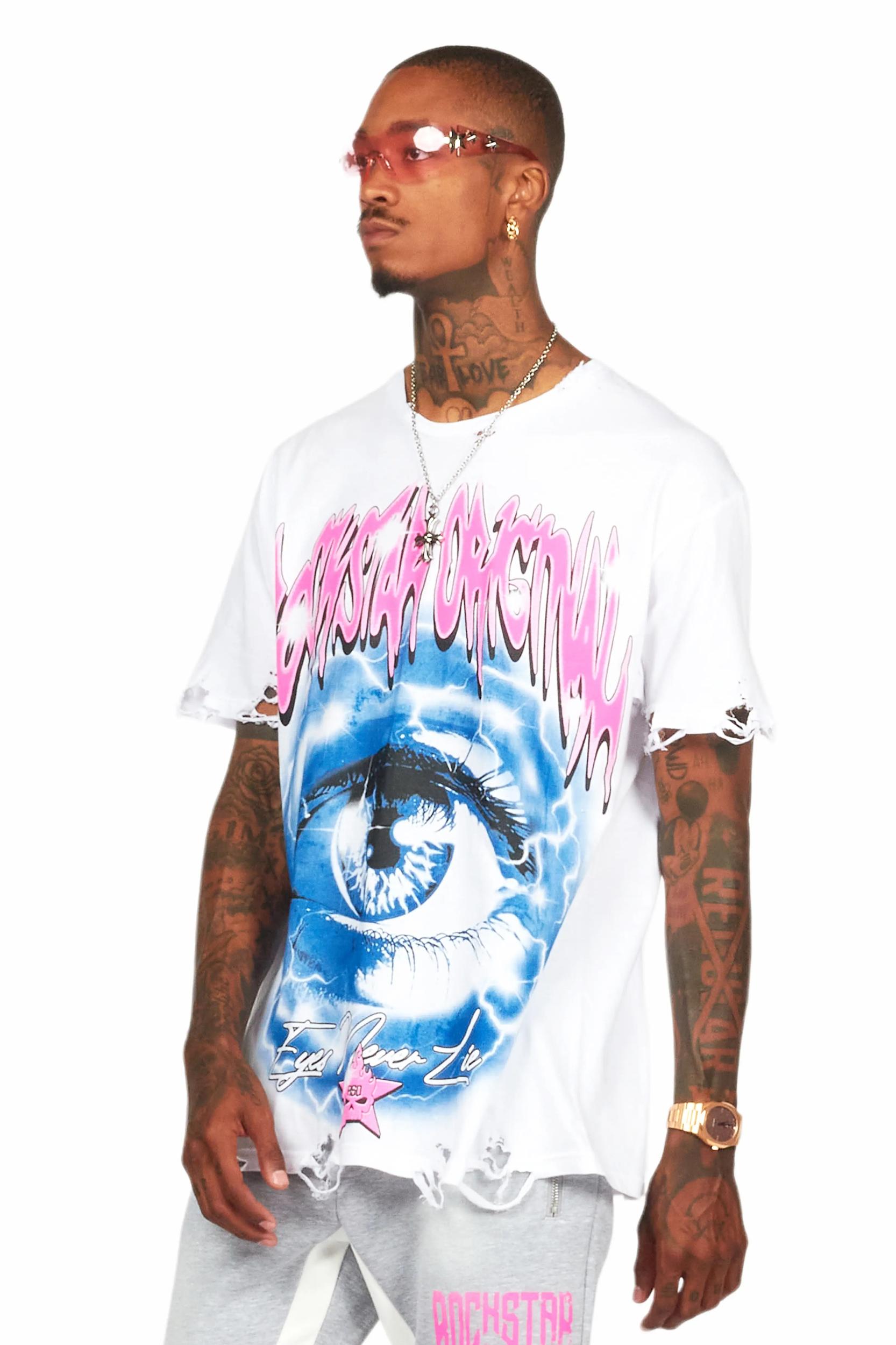 Pello White Oversized Graphic T-Shirt Male Product Image