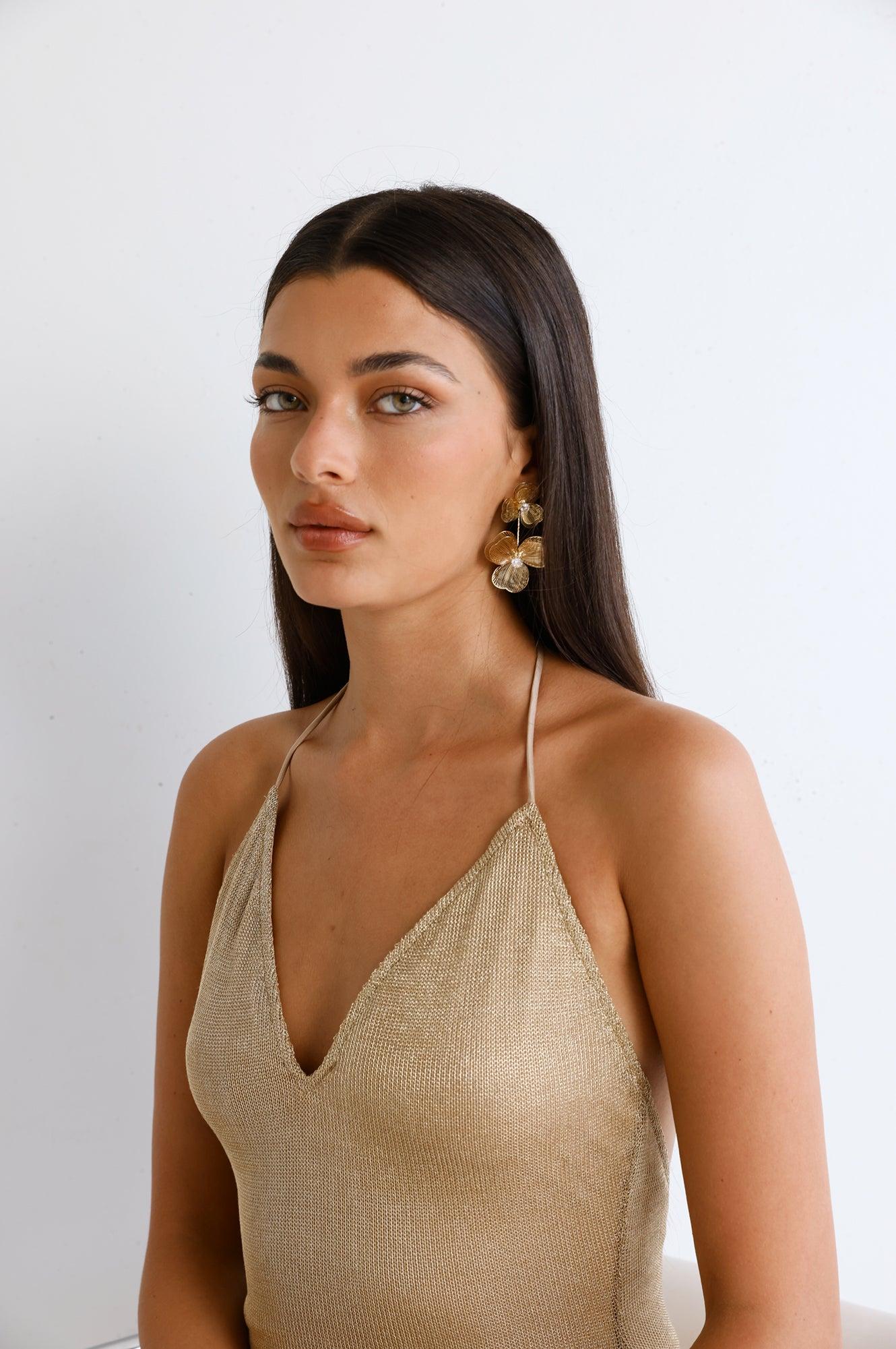 Florals First Earrings Gold Product Image