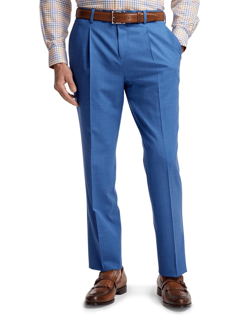 Wool Stretch Bengaline Peak Lapel Suit - French Blue Product Image