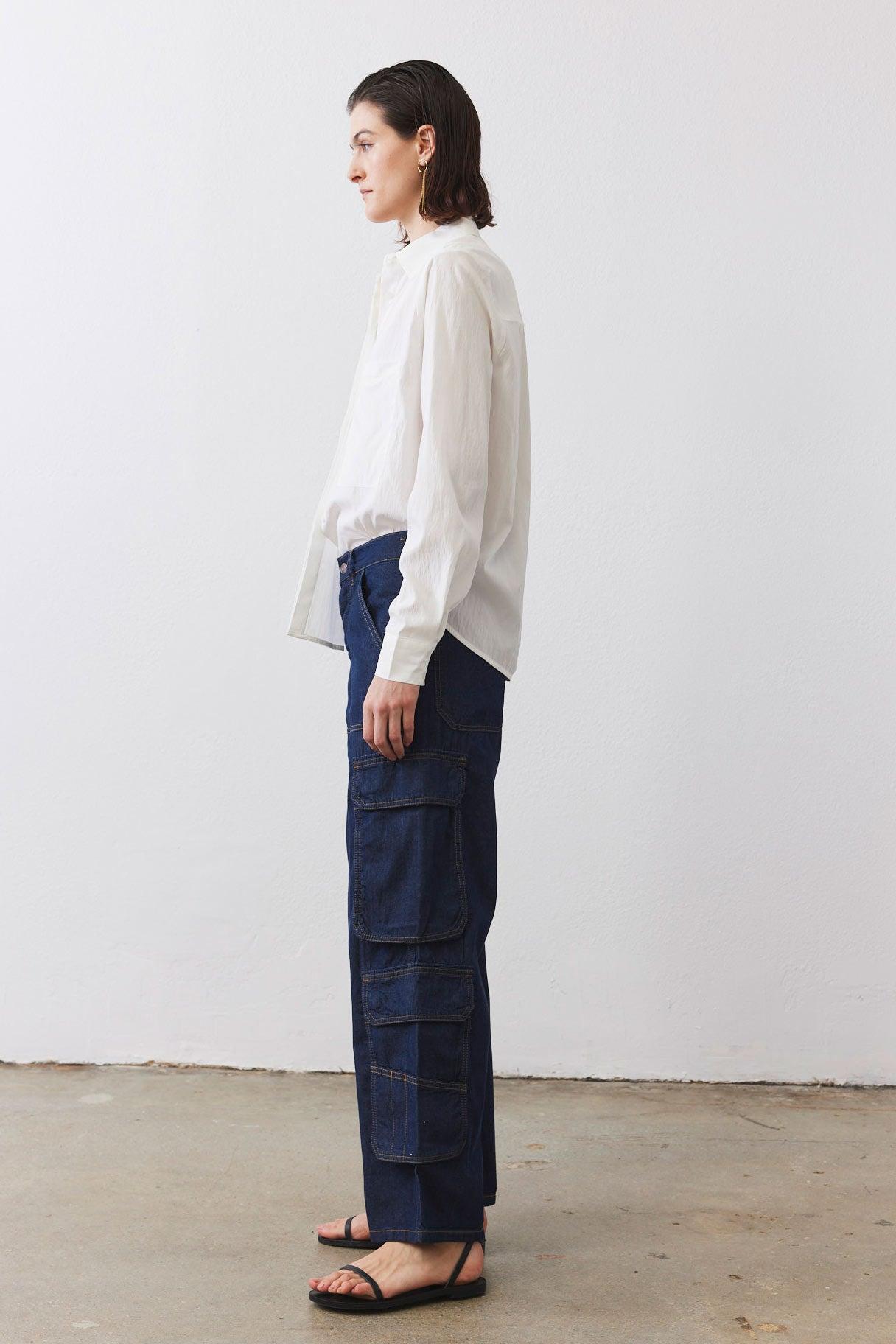 The Petite Off Duty Light Denim Cargo Pants Product Image