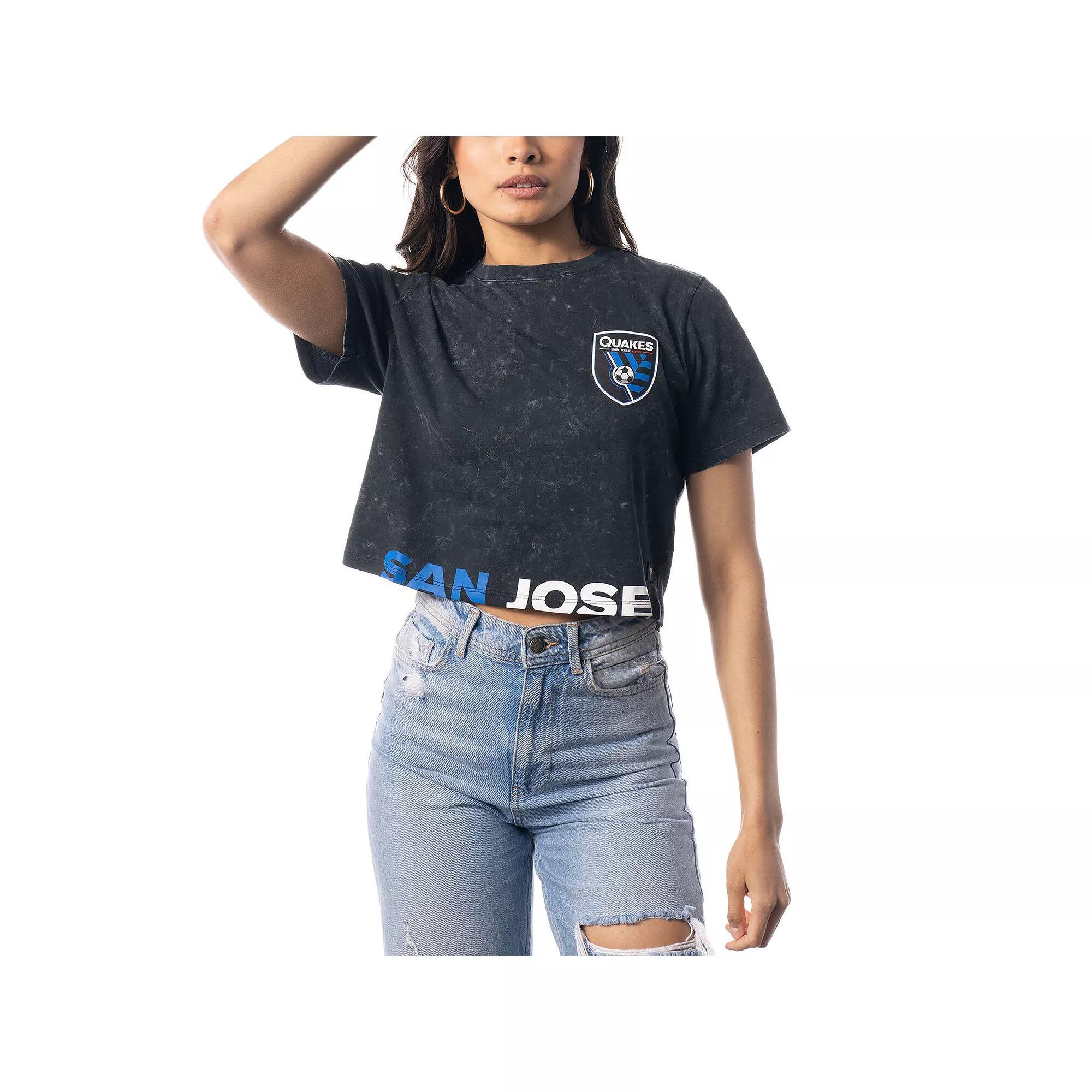 Women's The Wild Collective Black San Jose Earthquakes Cropped T-Shirt, Size: XL, Sje Black Product Image