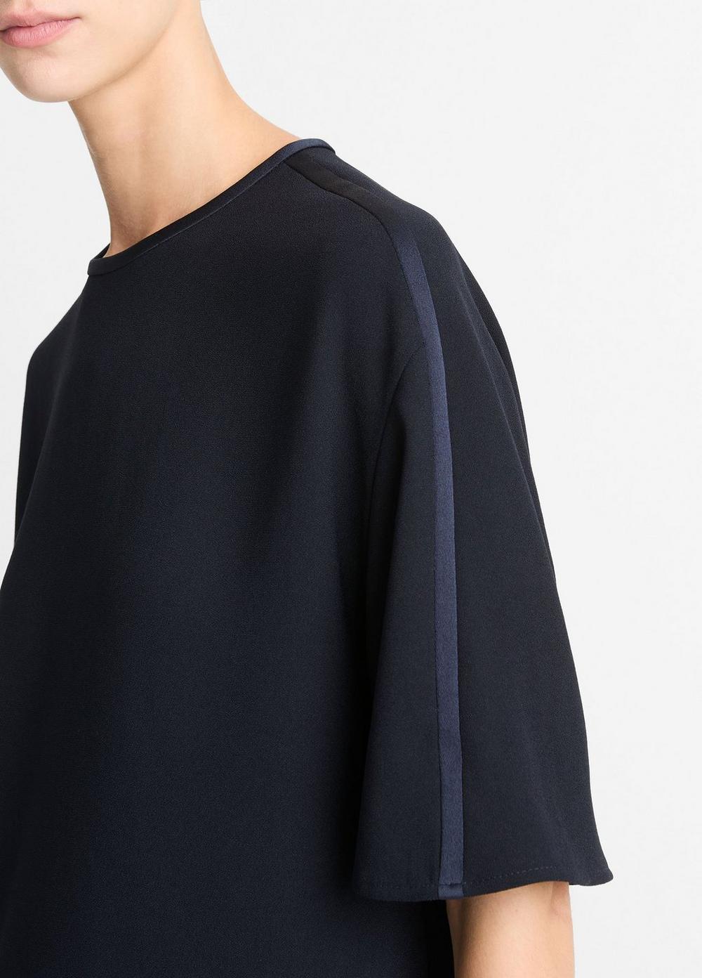 Satin-Trimmed Crepe T-Shirt Product Image