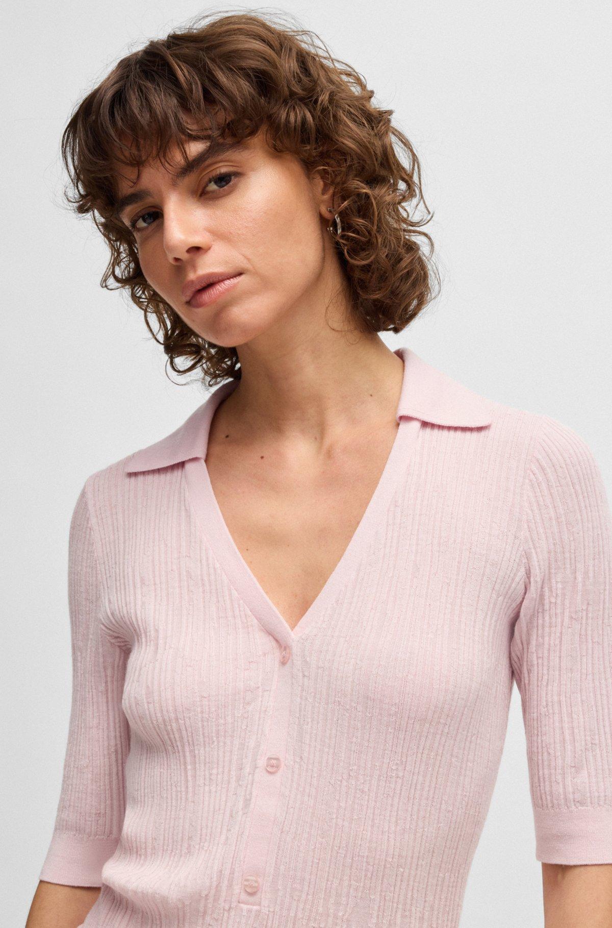 Virgin-wool sweater with collar and buttoned placket Product Image