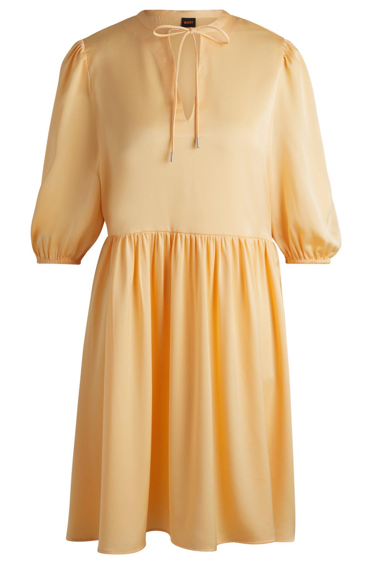 Hammered-satin dress with tie neckline Product Image