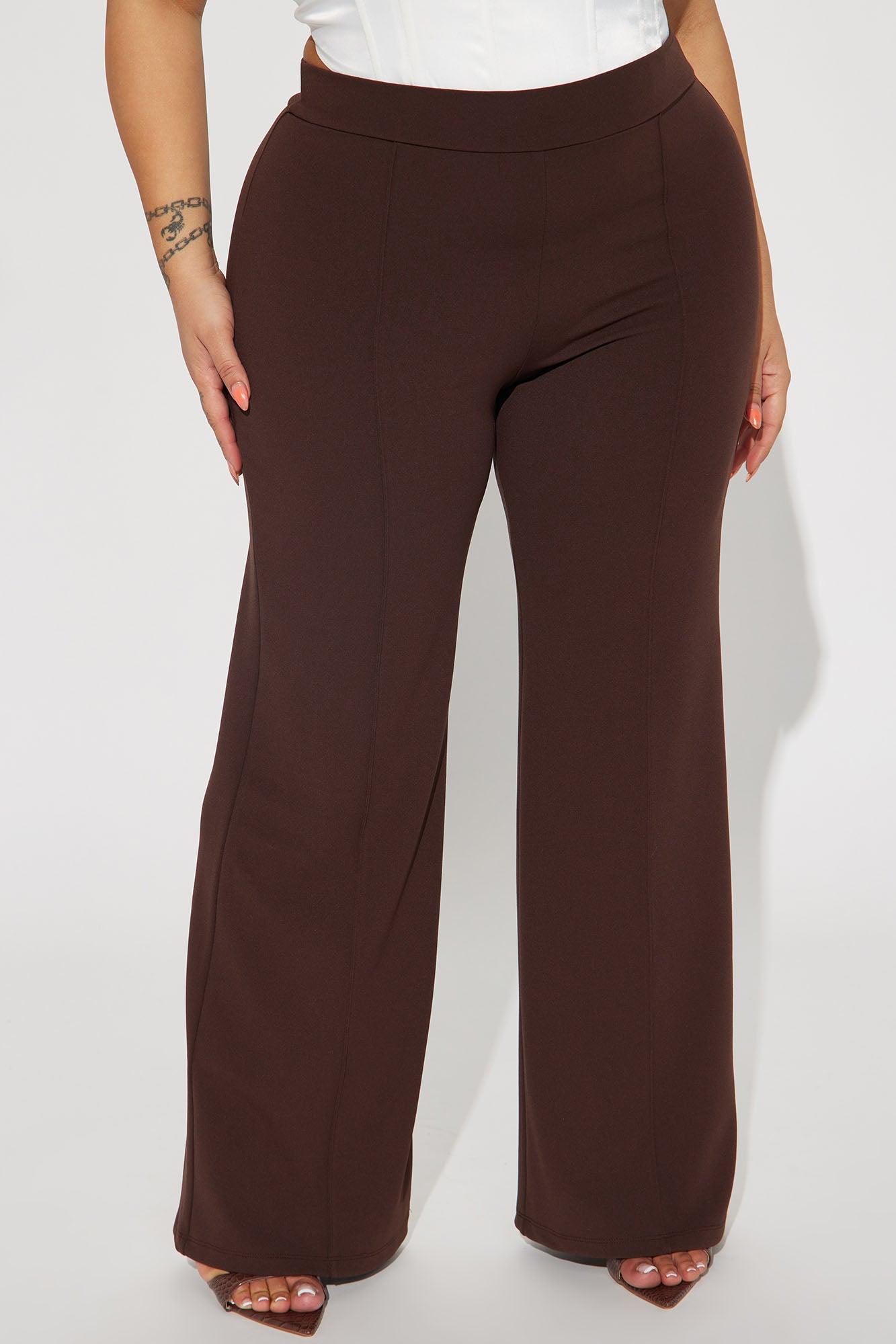 Petite Victoria High Waisted Dress Pants - Chocolate Product Image