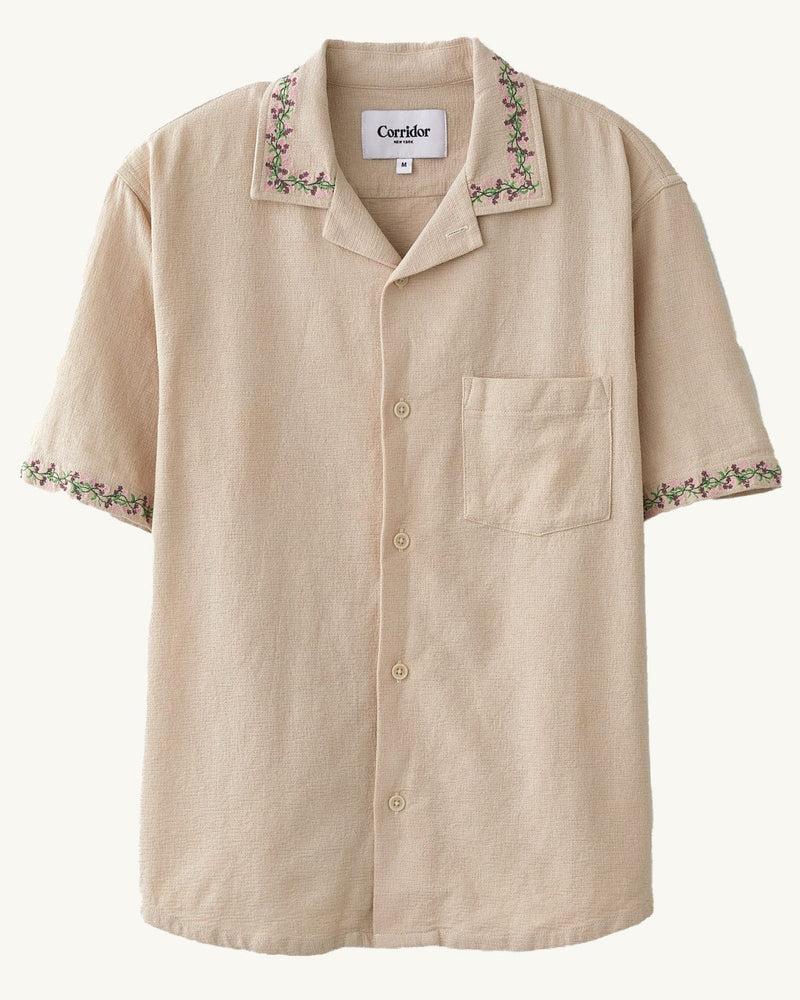Hopsack Embroidered SS Camp - Blue Product Image