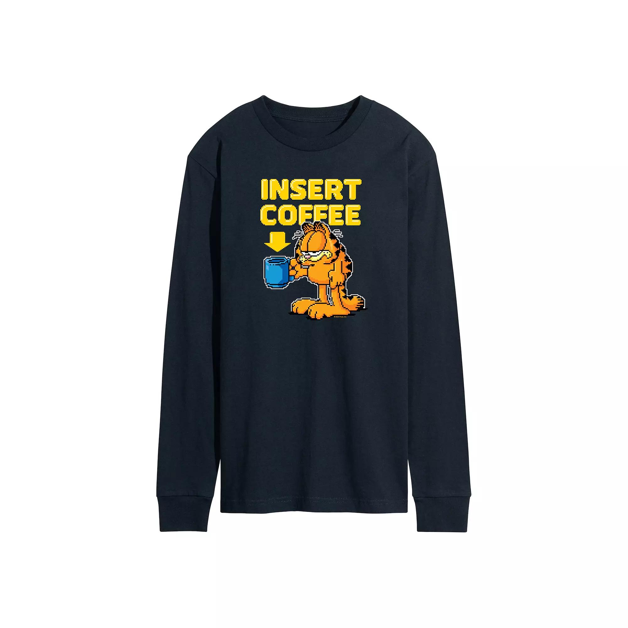 Men's Garfield Coffee Long Sleeve Graphic Tee,  Product Image