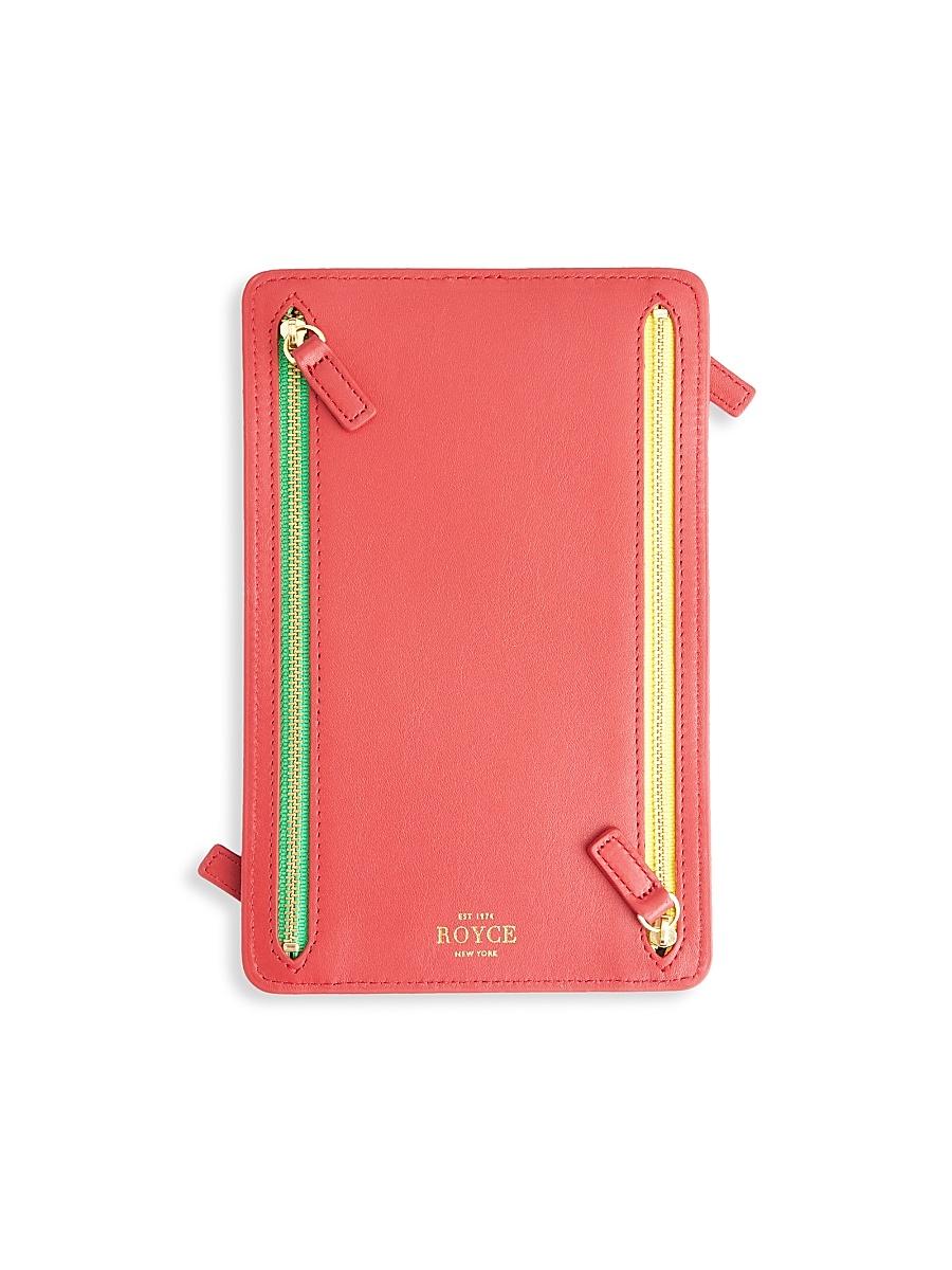 Womens RFID-Blocking 4-Zip Leather Travel Organizer Product Image