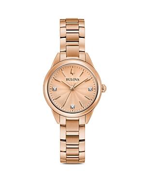 Bulova Womens Diamond Accent Rose Gold-Tone Stainless Steel Watch - 97P151K Rose Gold Tone Product Image