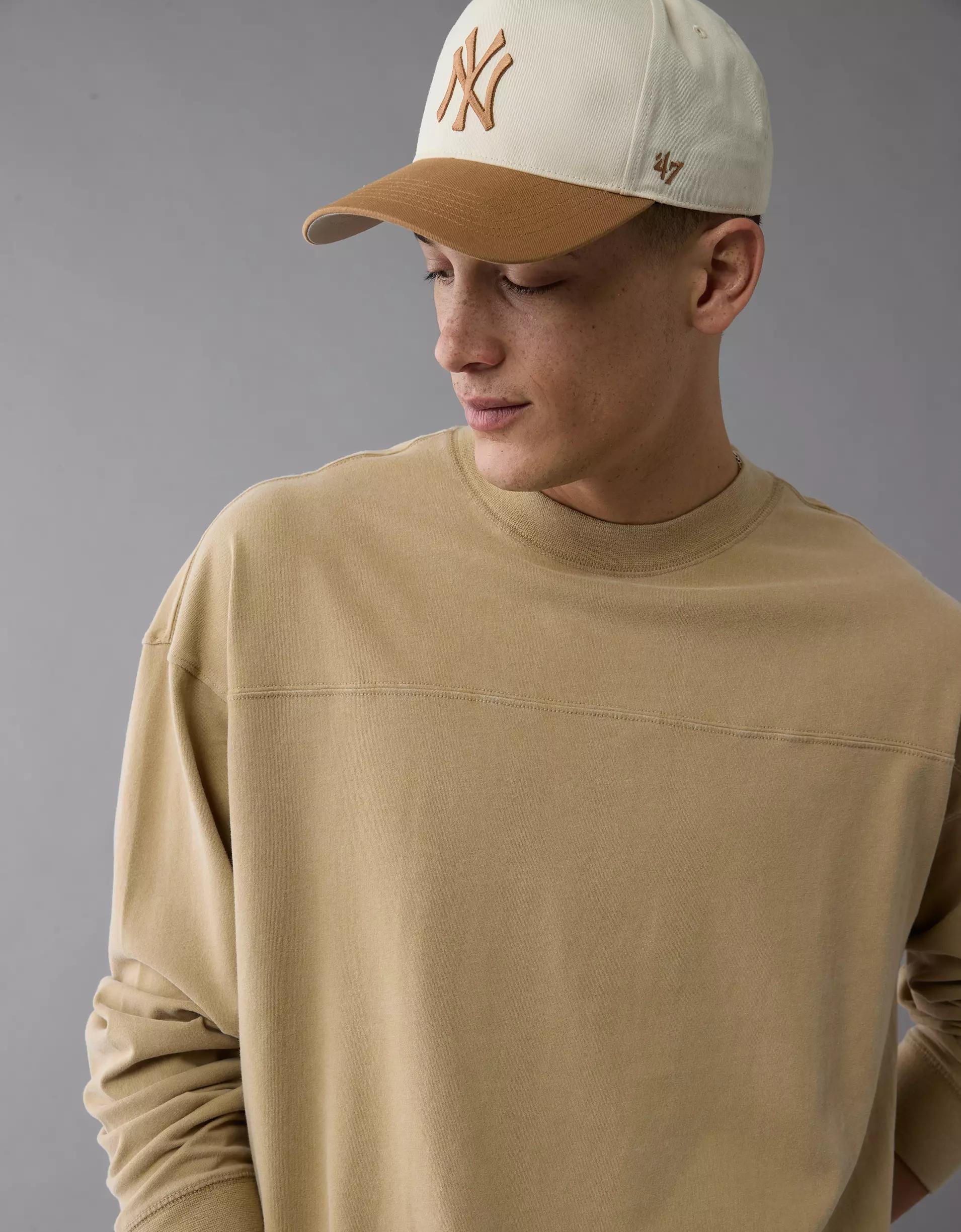 AE Long-Sleeve Boxy Sueded Jersey T-Shirt Product Image