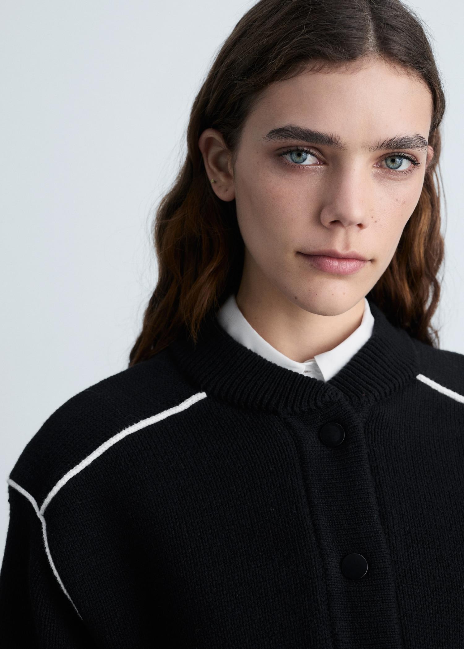 Knitted bomber jacket - Women | MANGO USA Product Image