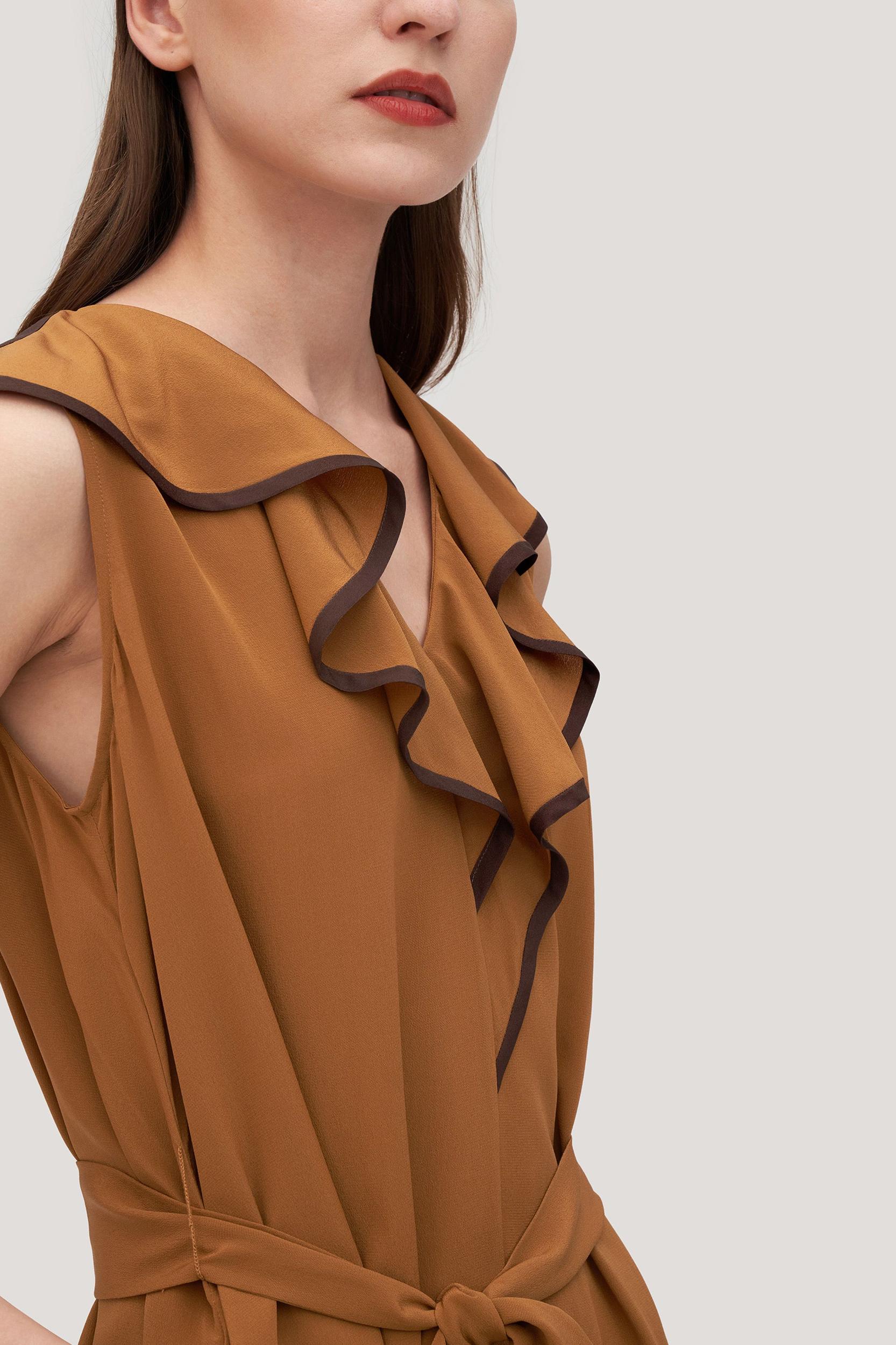 V-Neck Sleeveless Silk Orchid Dress Product Image