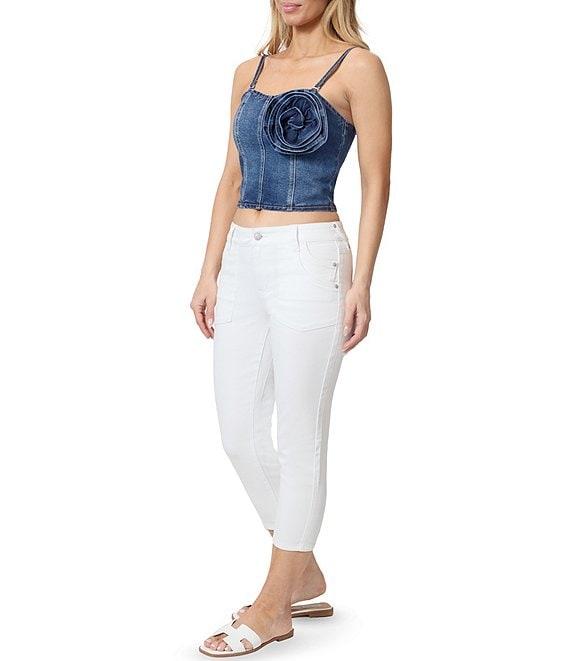 Stevie by Steve Madden Denim Rosette Bustier Sleeveless Cropped Top Product Image