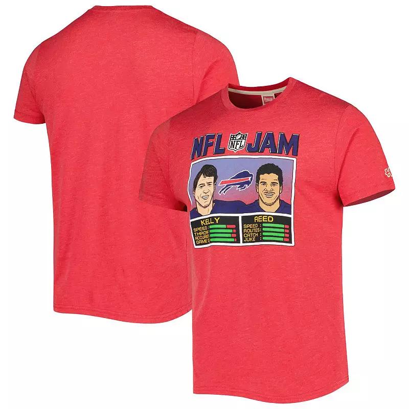 Men's Homage Andre Reed & Jim Kelly Heather Red Buffalo Bills NFL Jam Retired Tri-Blend T-Shirt,  Product Image