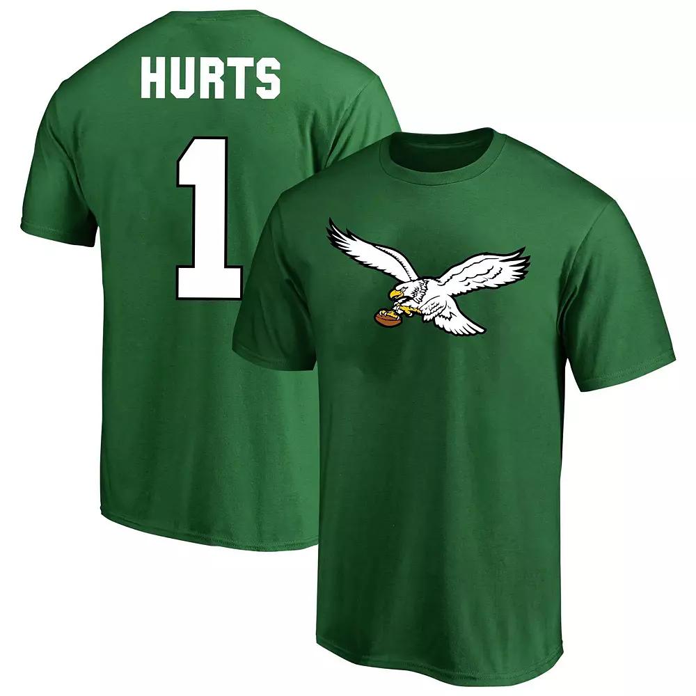 Men's Fanatics Branded Jalen Hurts Kelly Green Philadelphia Eagles Big & Tall Throwback Player Name & Number T-Shirt,  Product Image