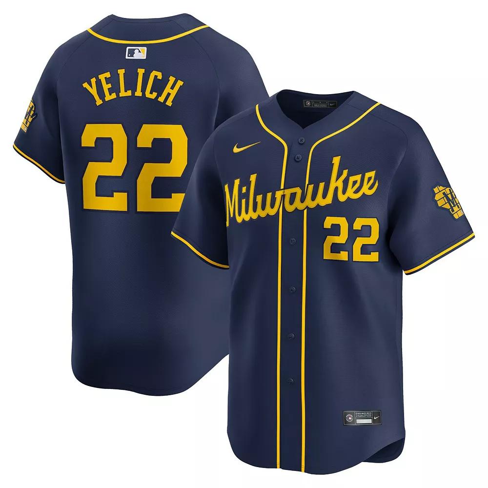 Men's Nike Christian Yelich Navy Milwaukee Brewers Alternate Limited Player Jersey,  Product Image