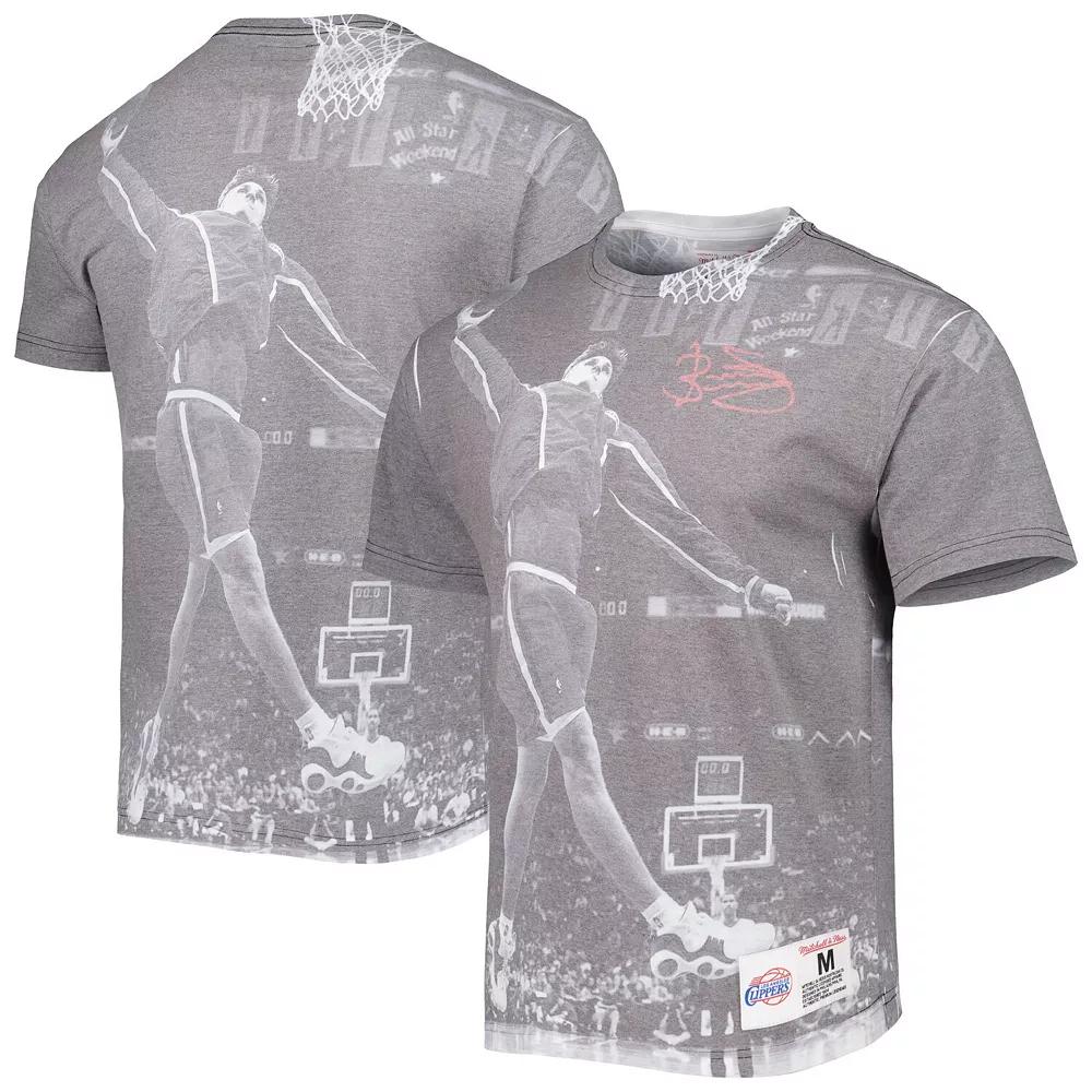 Men's Mitchell & Ness Brent Barry Heather Gray LA Clippers Above The Rim T-Shirt,  Product Image
