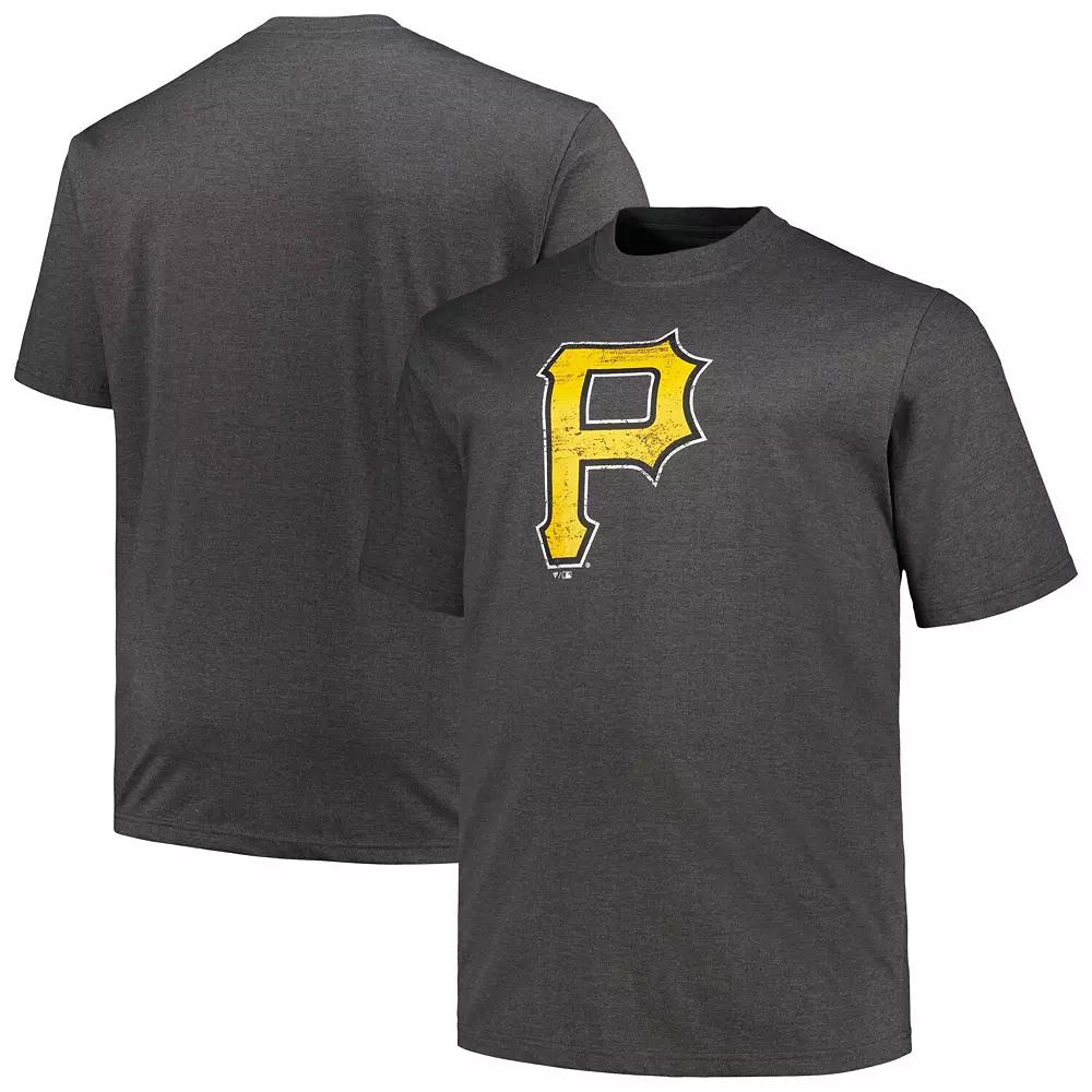 Men's Profile Heather Black Pittsburgh Pirates Big & Tall Weathered Logo T-Shirt,  Product Image