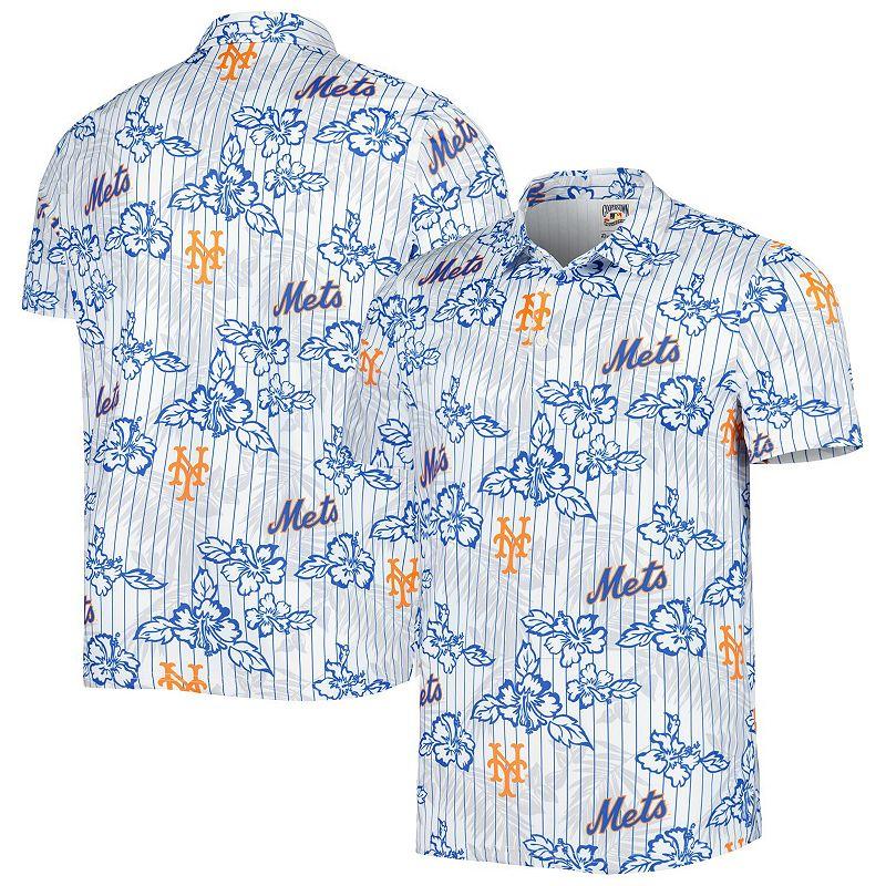 Men's Reyn Spooner White New York Mets Cooperstown Collection Puamana Print Polo, Size: XL Product Image