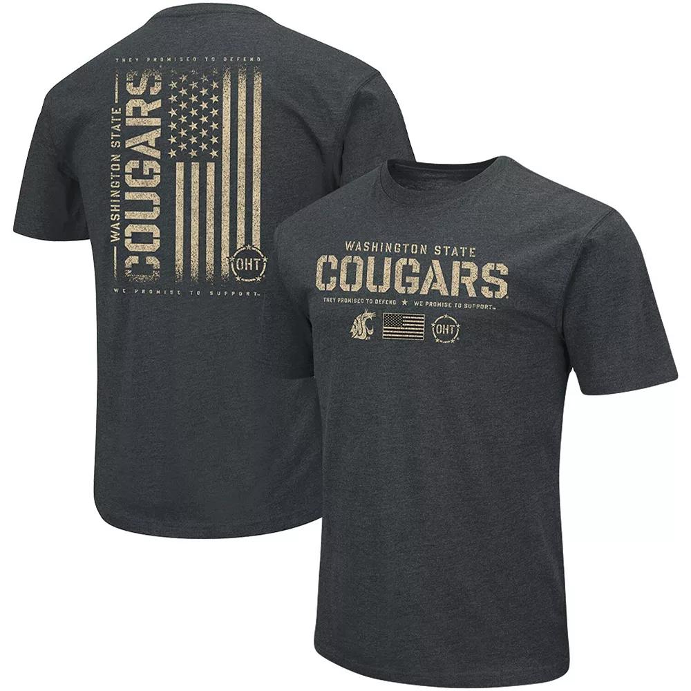 Men's Colosseum Heathered Black Washington State Cougars OHT Military Appreciation Flag 2.0 T-Shirt, Size: Medium, Wsc Charco Product Image