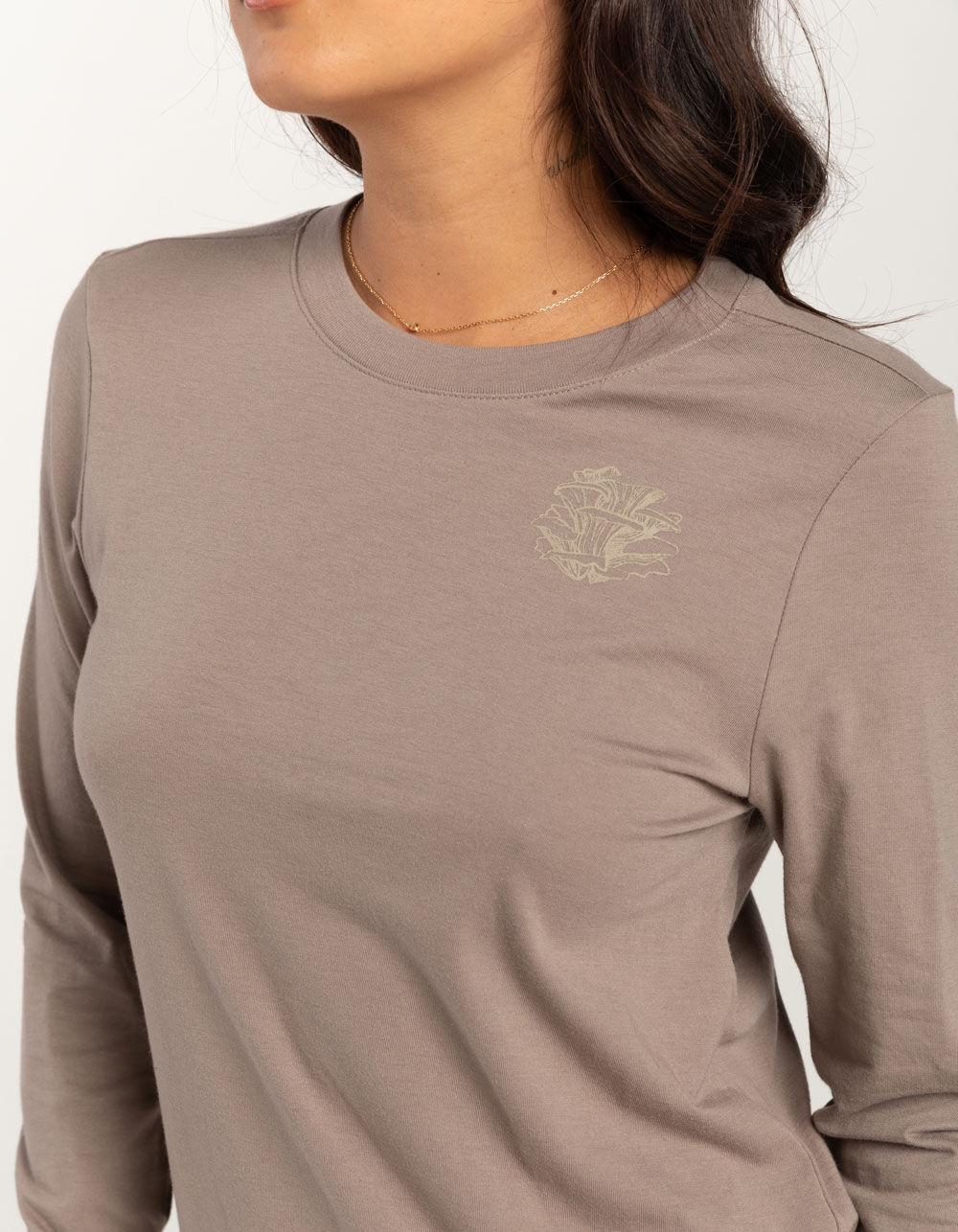 FOX Sensory Womens Long Sleeve Tee - TAUPE Product Image