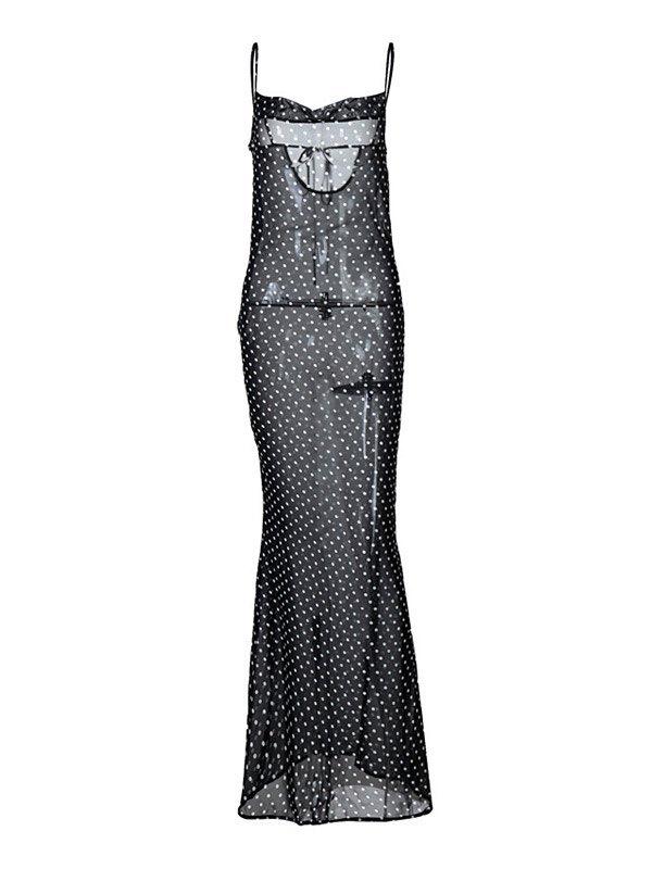 Polka Dot Sheer Mesh Maxi Dress Product Image