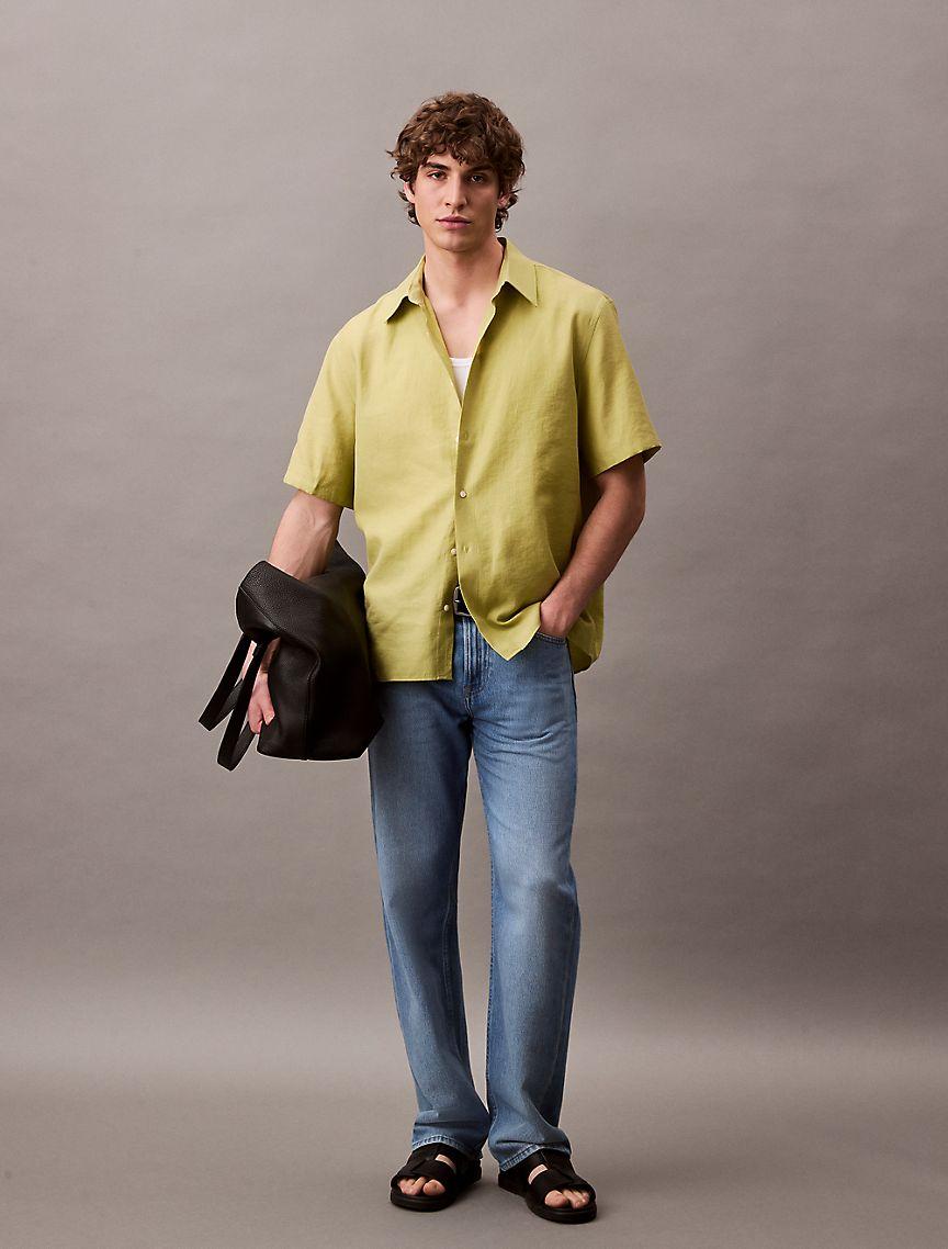 Lyocell Blend Relaxed Button-Down Shirt Product Image