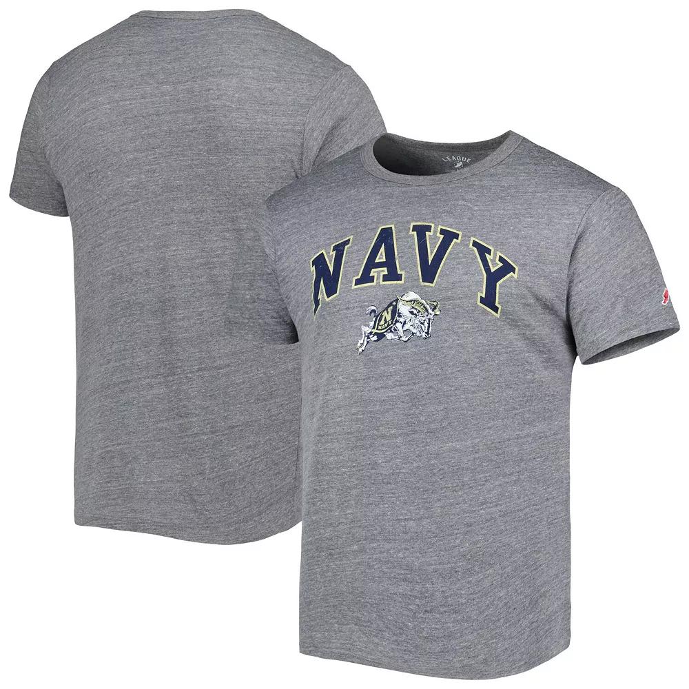 Men's League Collegiate Wear Heather Gray Navy Midshipmen 1965 Arch Victory Falls Tri-Blend T-Shirt,  Product Image