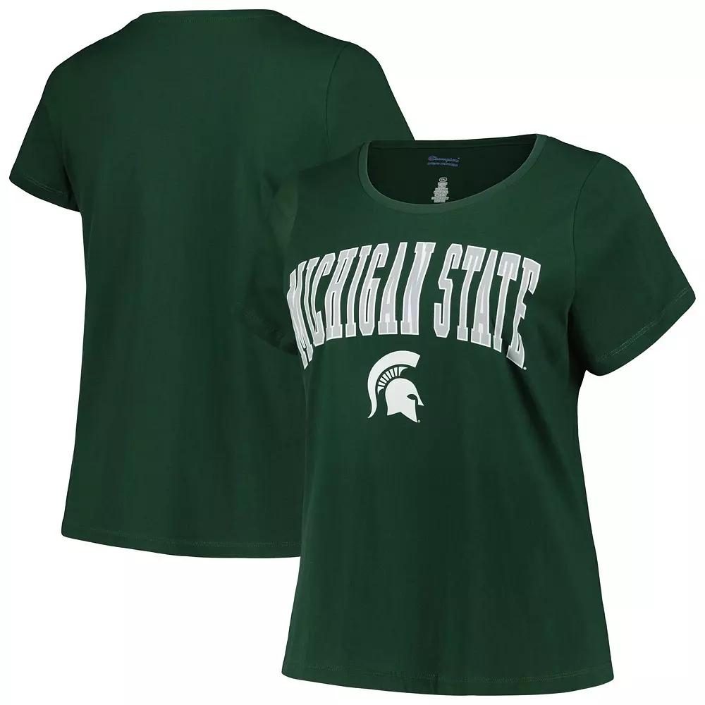 Women's Profile Green Michigan State Spartans Plus Size Arch Over Logo Scoop Neck T-Shirt, Size: 2XL Product Image
