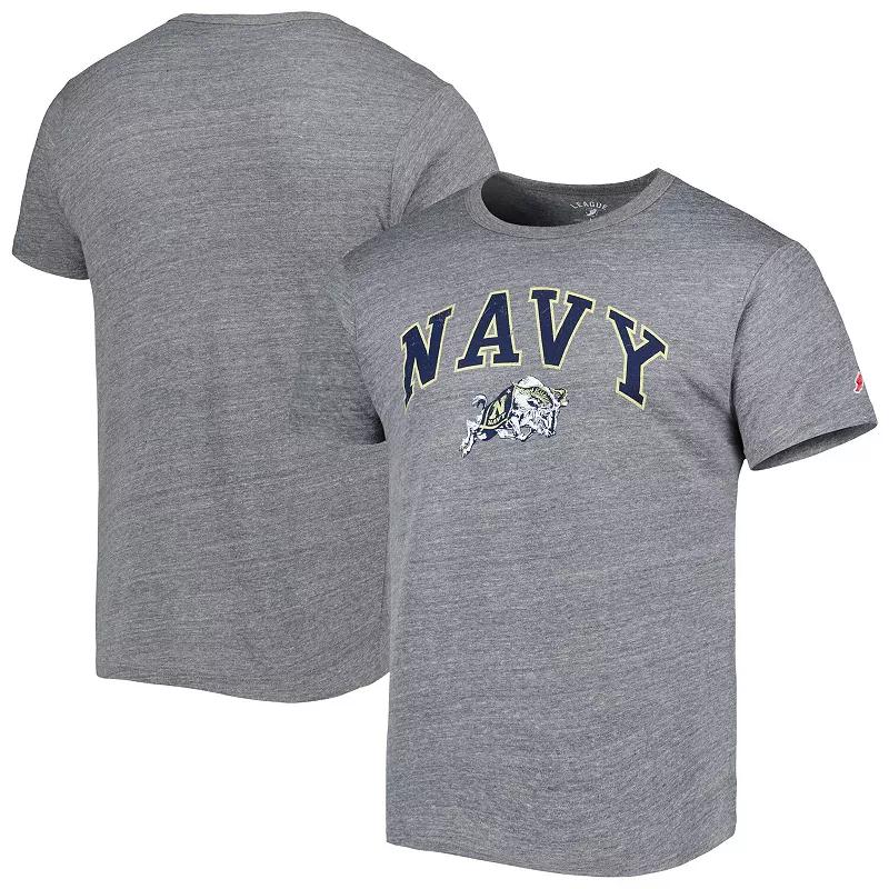 Men's League Collegiate Wear Heather Gray Navy Midshipmen 1965 Arch Victory Falls Tri-Blend T-Shirt,  Product Image