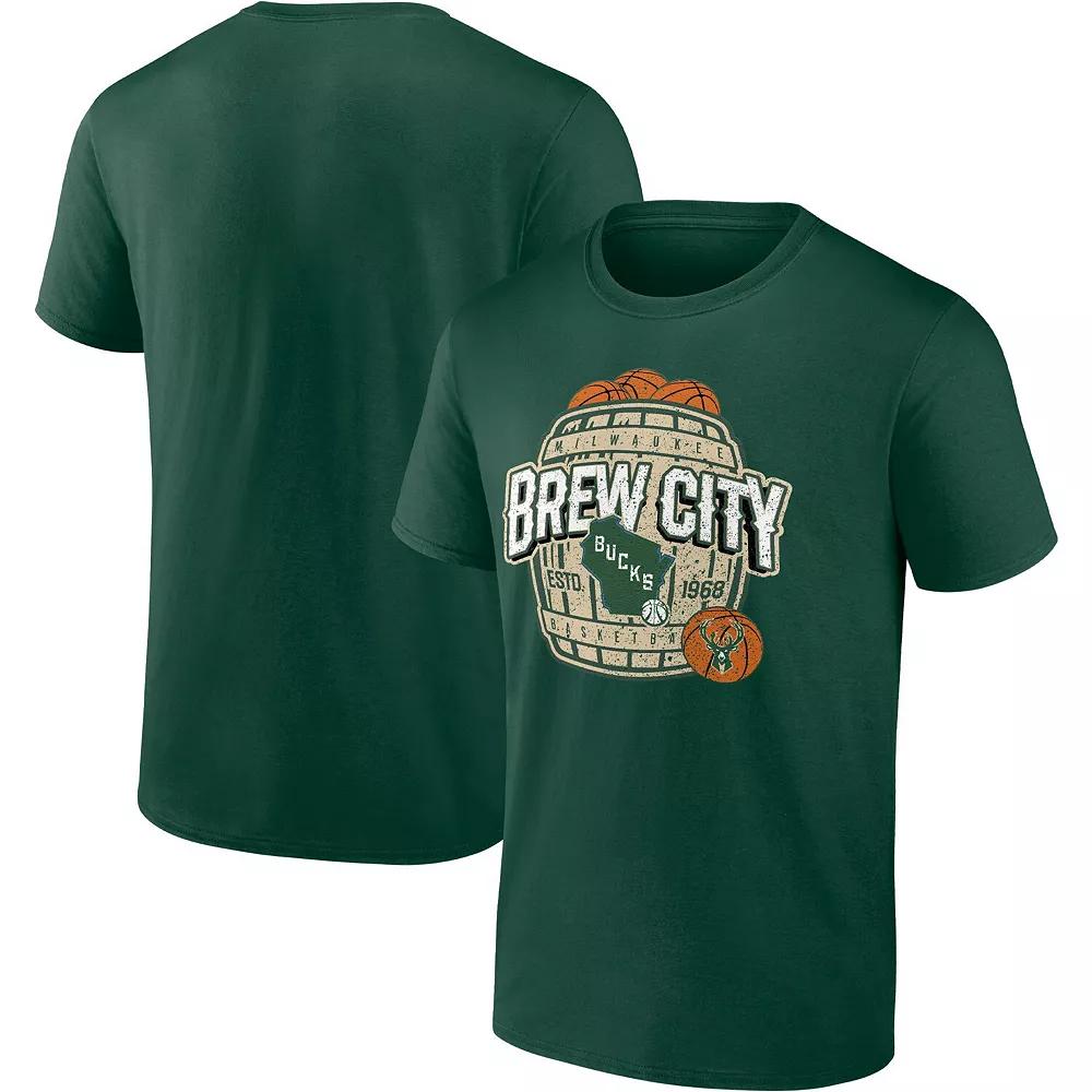 Men's Fanatics Branded Hunter Green Milwaukee Bucks Brew City Hometown Collection T-Shirt,  Product Image