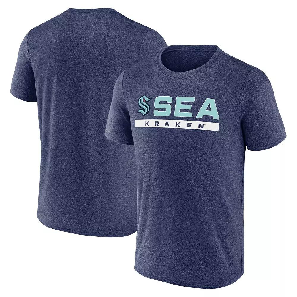 Men's Fanatics Branded Heather Deep Sea Blue Seattle Kraken Playmaker T-Shirt,  Product Image
