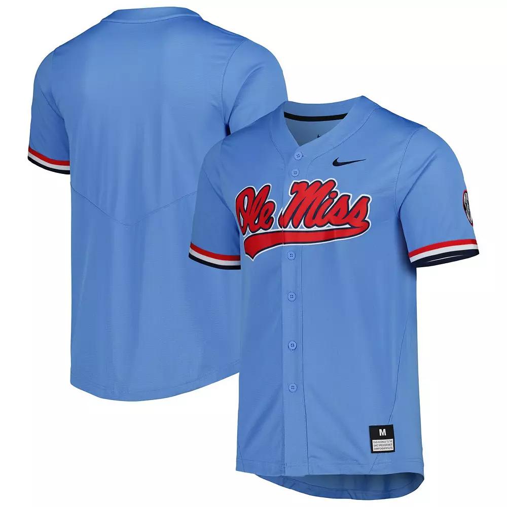 Men's Nike Powder Blue Ole Miss Rebels Full-Button Replica Baseball Jersey, Size: 2XL, Light Product Image