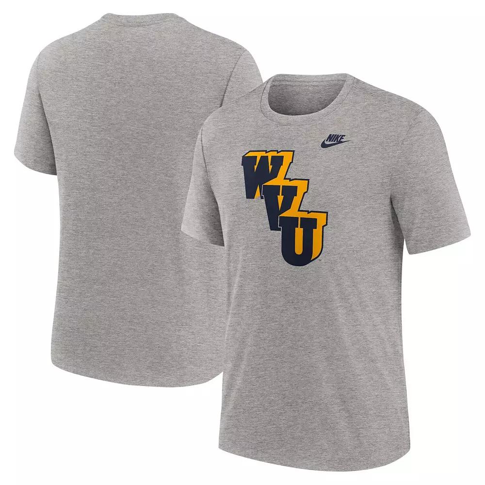 Men's Nike Heather Gray West Virginia Mountaineers Blitz Evergreen Legacy Primary Tri-Blend T-Shirt,  Product Image